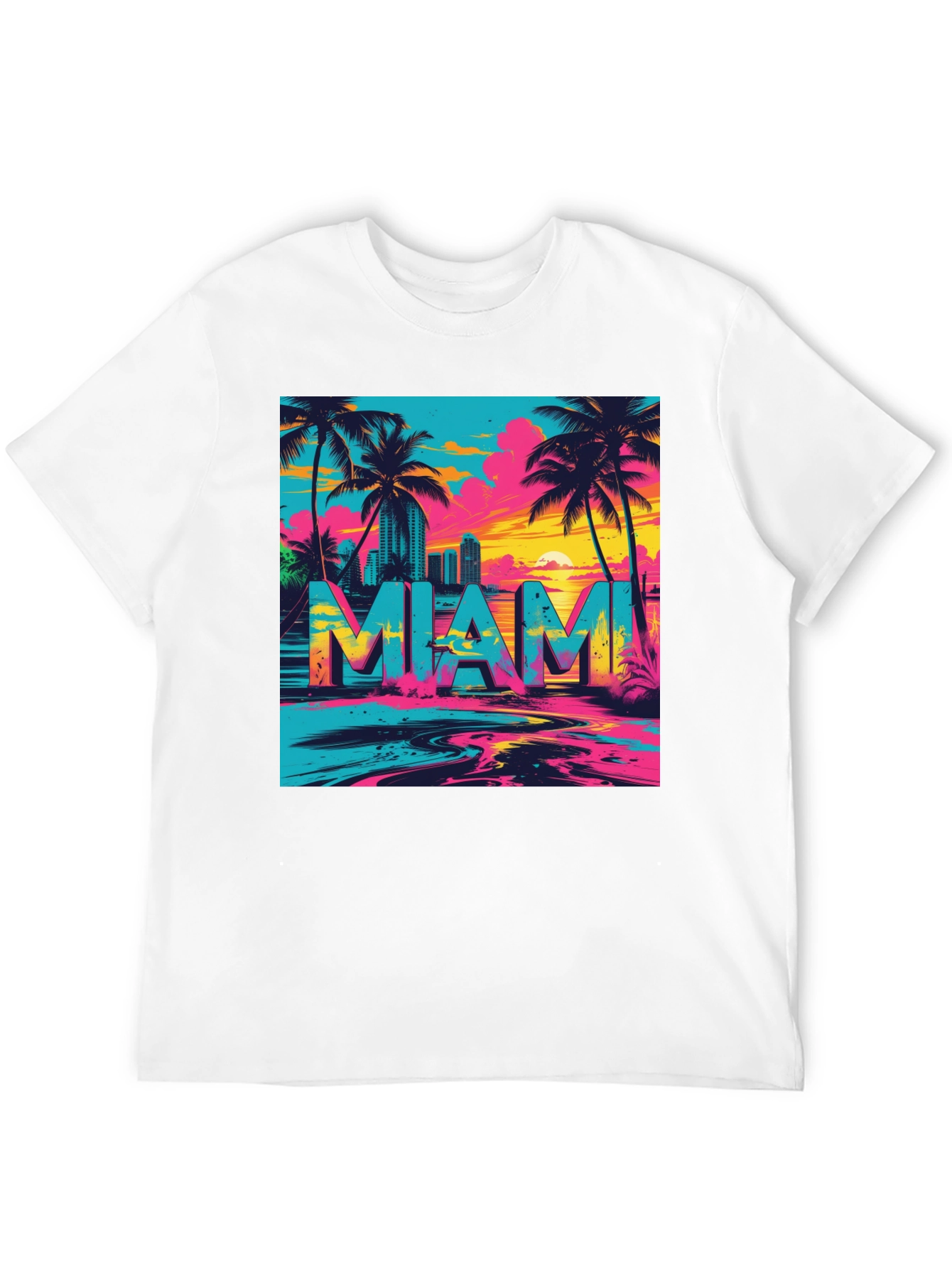 Miami Graphic Print Black T-Shirt