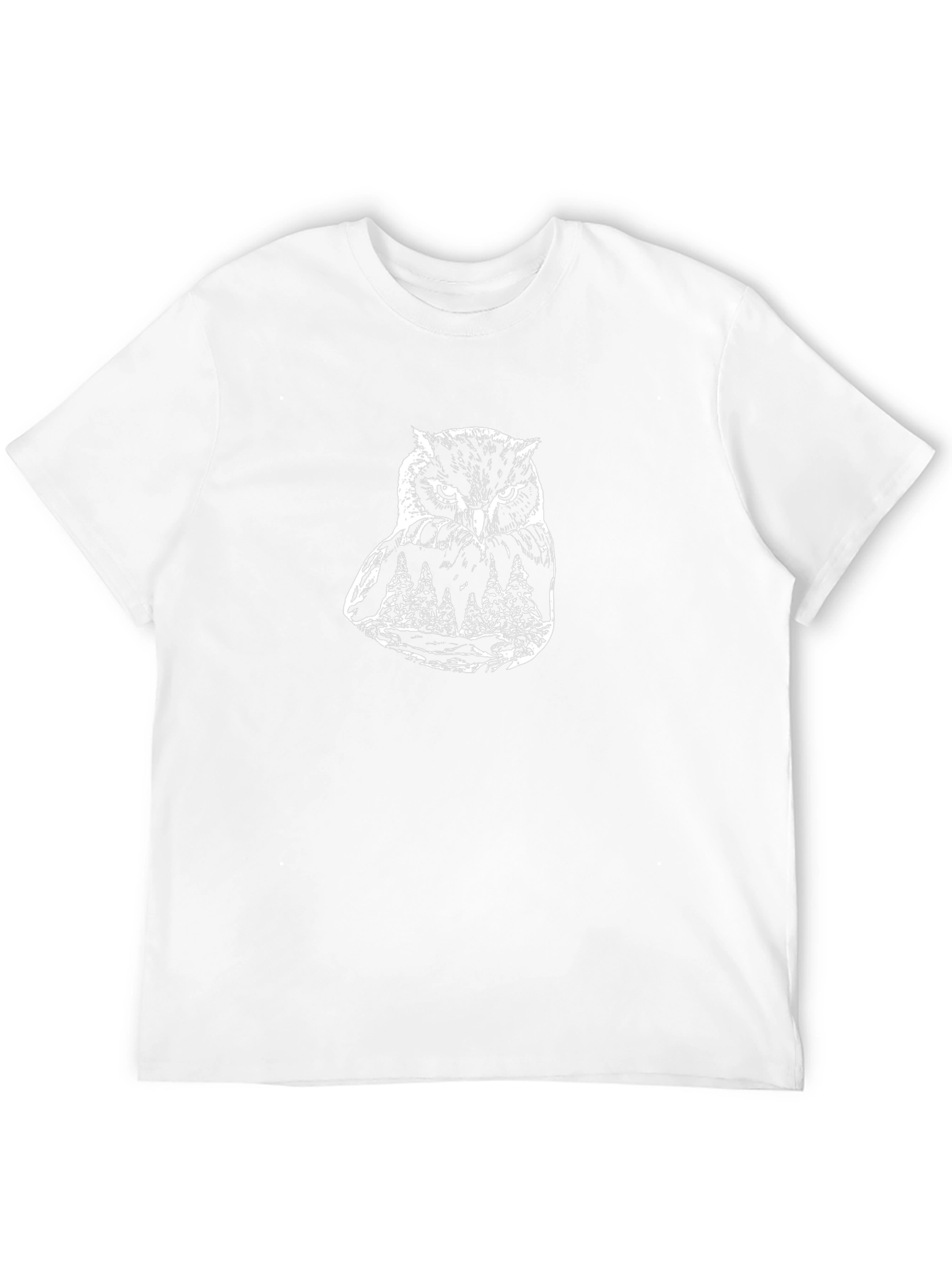 Owl Forest Graphic Print Crew Neck T-Shirt
