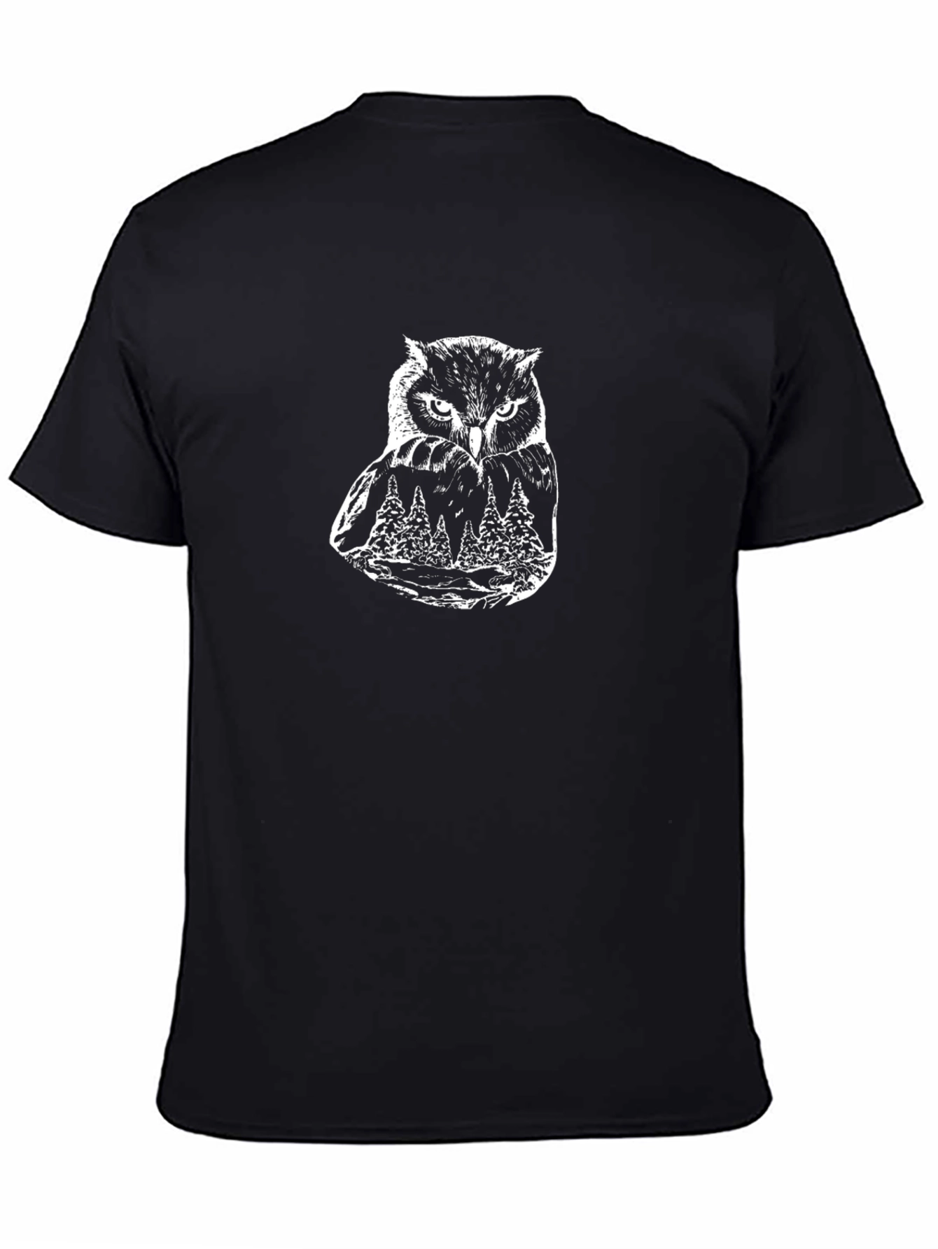 Owl Forest Graphic Print Crew Neck T-Shirt