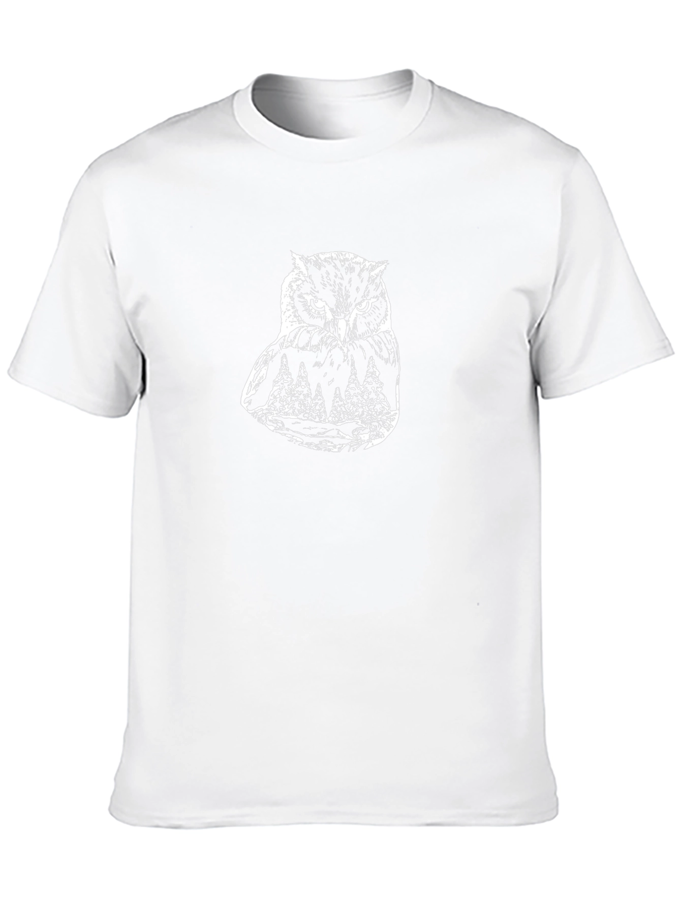 Owl Forest Graphic Print Crew Neck T-Shirt