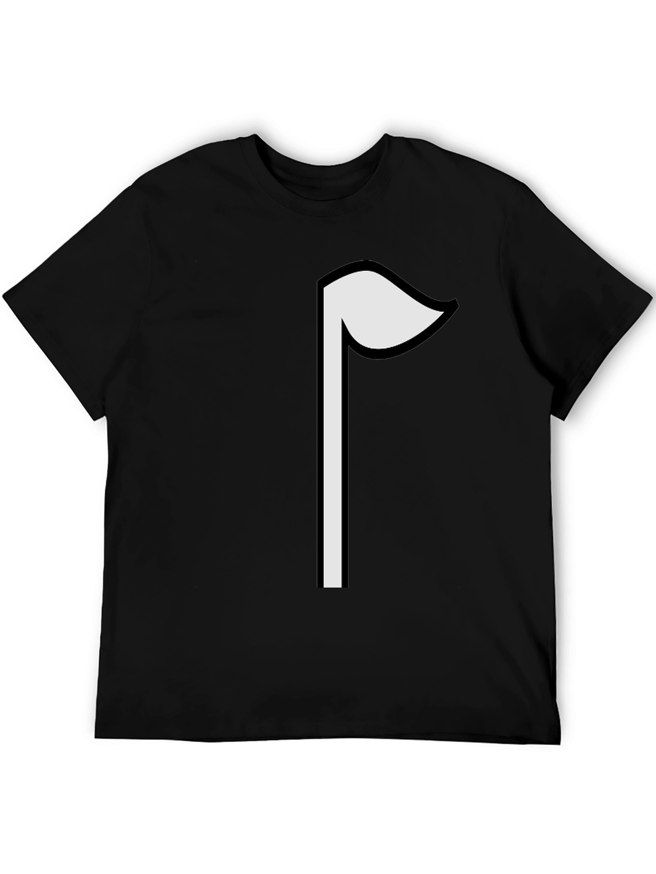 Minimalist White Flag Graphic Black T-Shirt