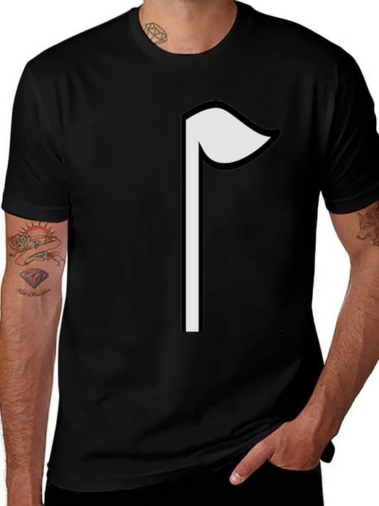 Minimalist White Flag Graphic Black T-Shirt