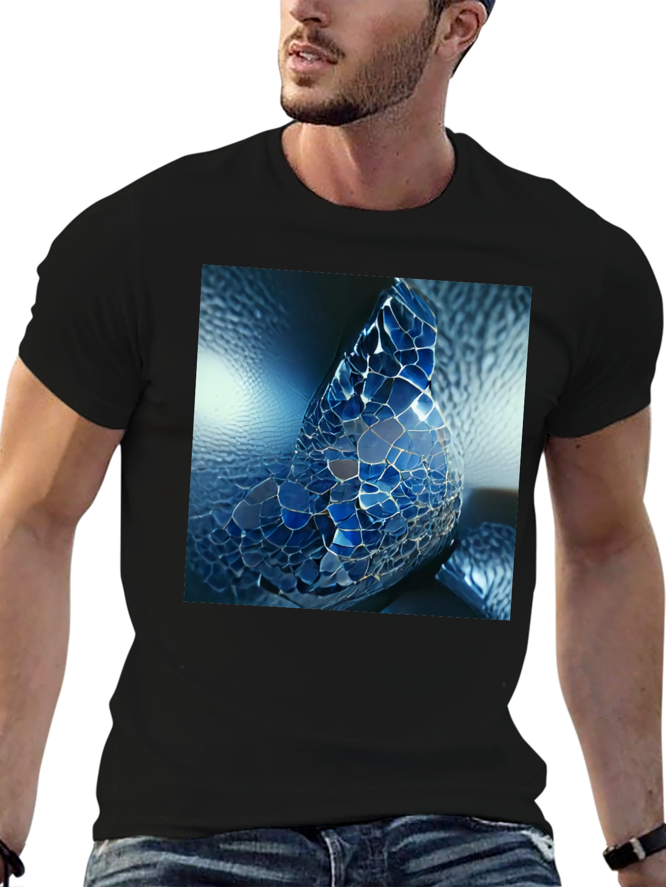 Mosaic Butterfly Graphic Tee - Black Unisex Shirt