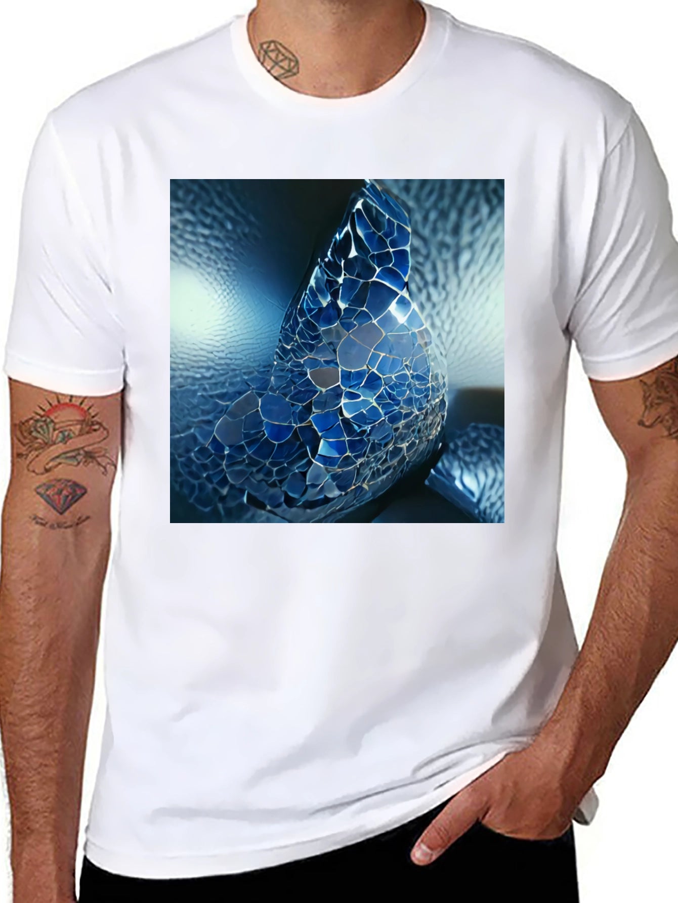 Mosaic Butterfly Graphic Tee - Black Unisex Shirt