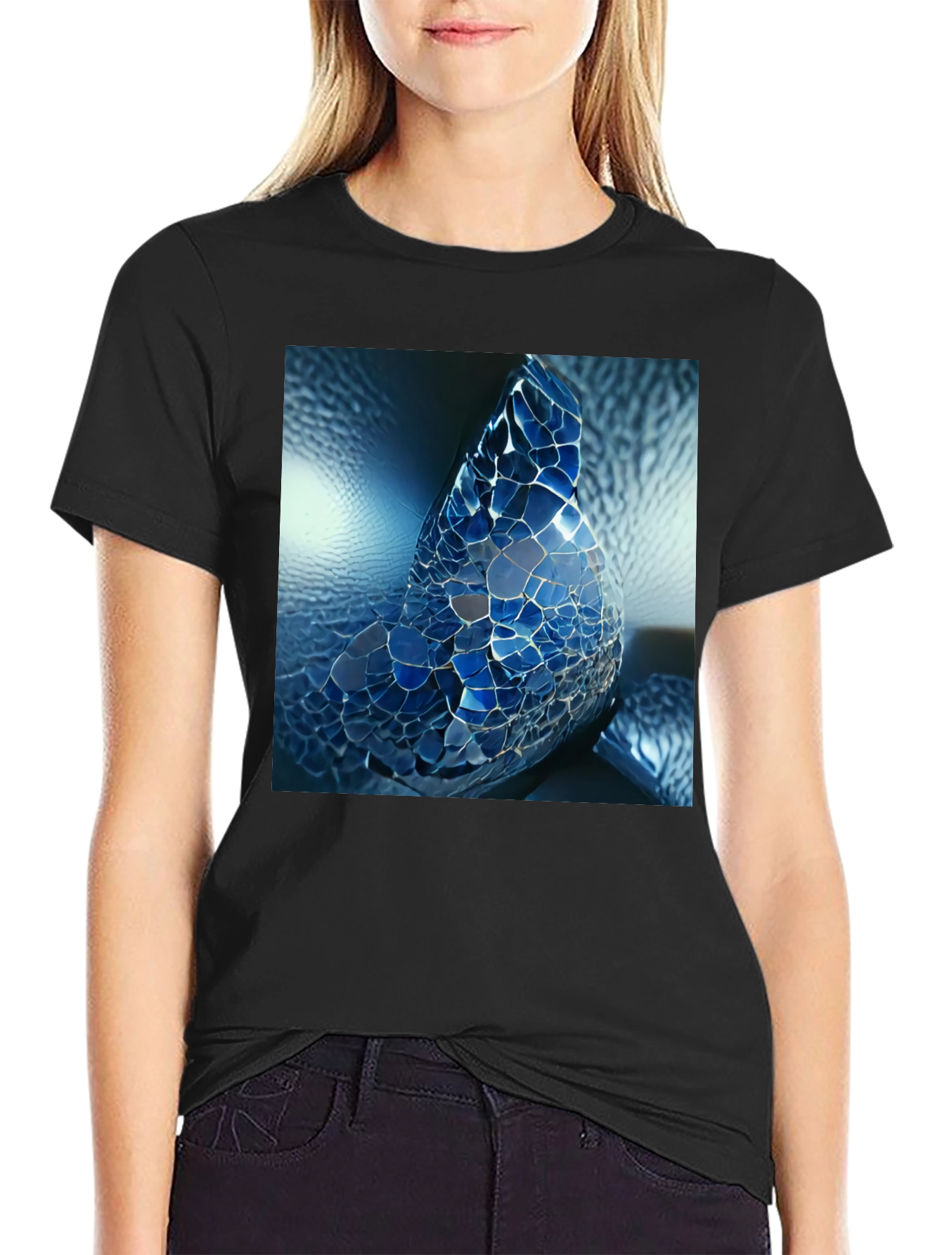Mosaic Butterfly Graphic Tee - Black Unisex Shirt