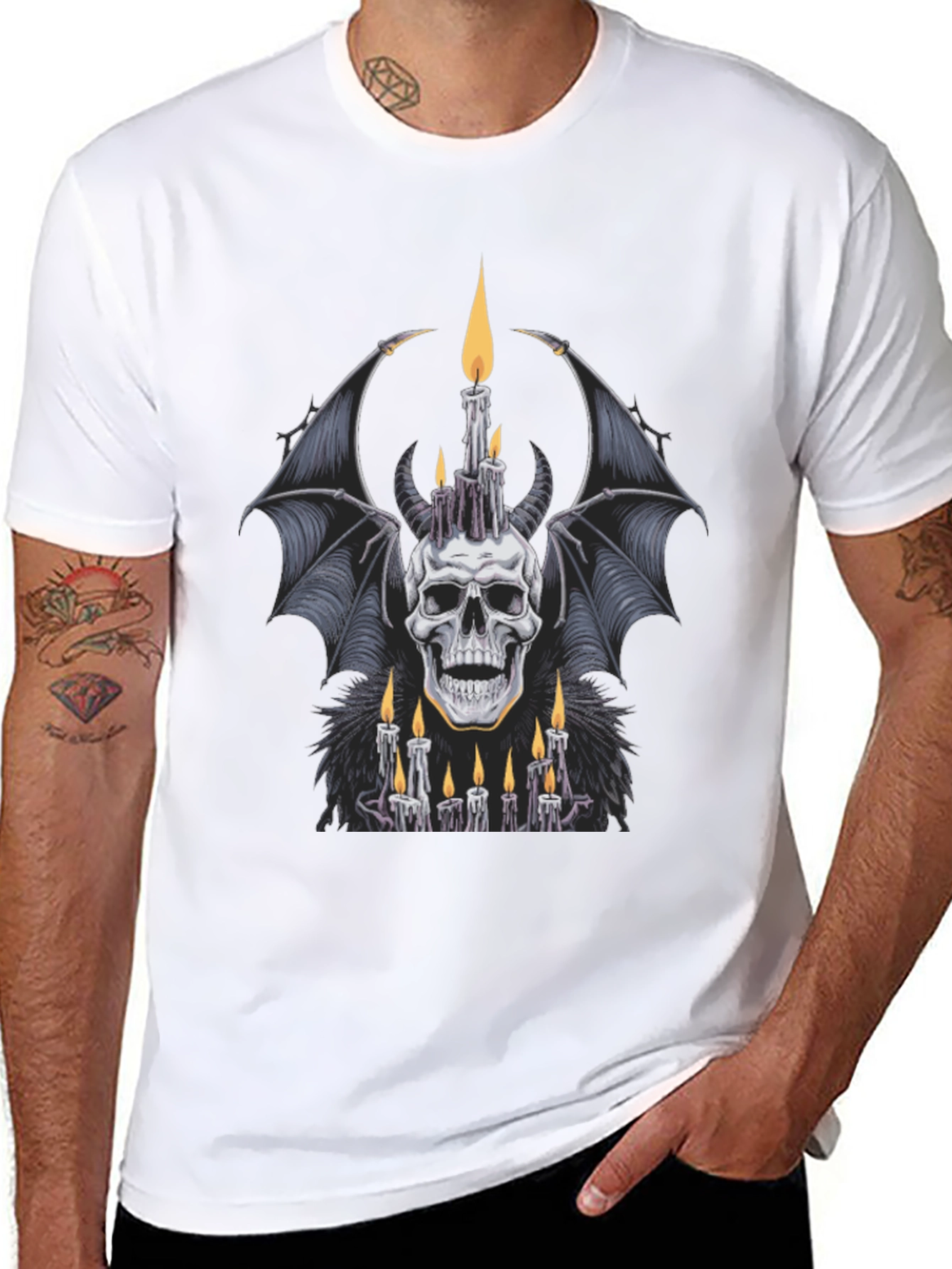 Skull & Candles Graphic Tee - Mens Black T-Shirt
