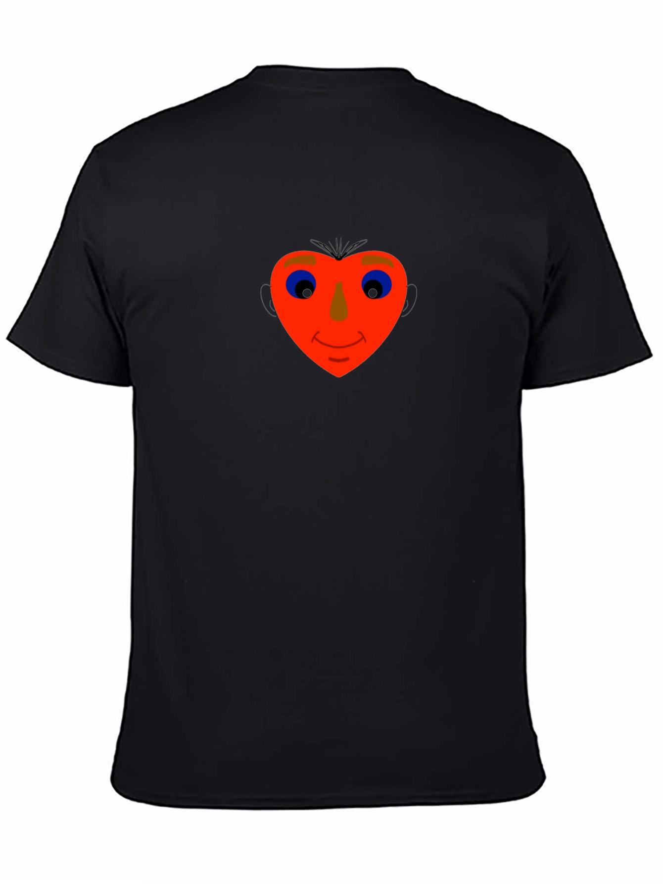 Heart Face Graphic Tee - Black Cotton Blend
