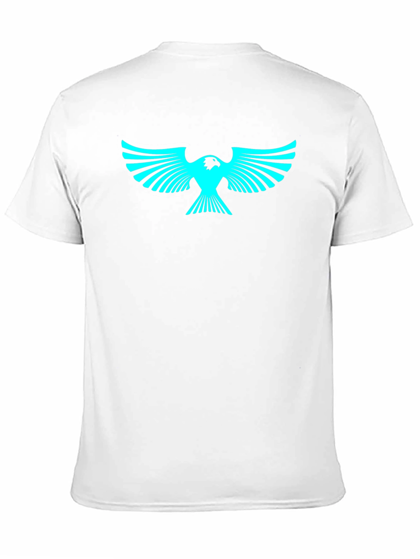 Cool Graphic Tee: Cyan Eagle on Black