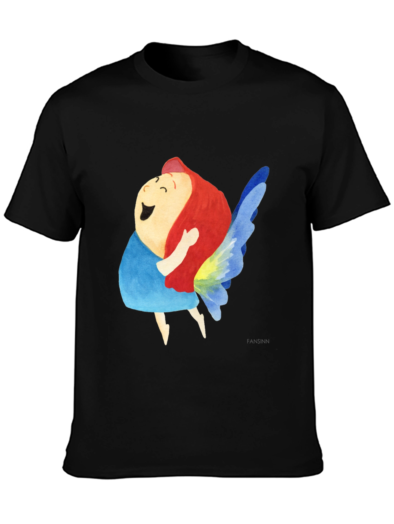 Whimsical Fairy Graphic Tee - Soft Black Cotton Blend
