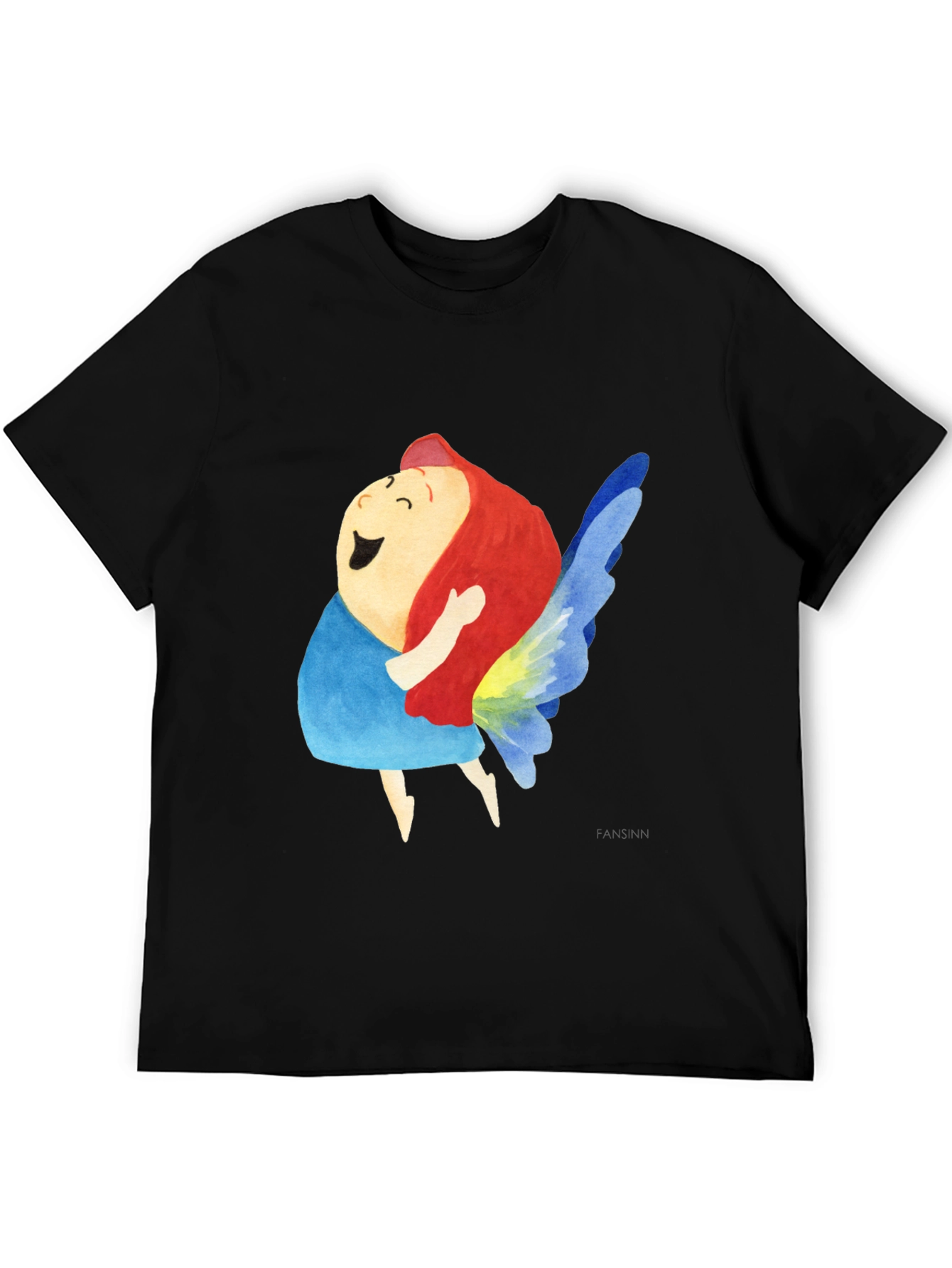 Whimsical Fairy Graphic Tee - Soft Black Cotton Blend