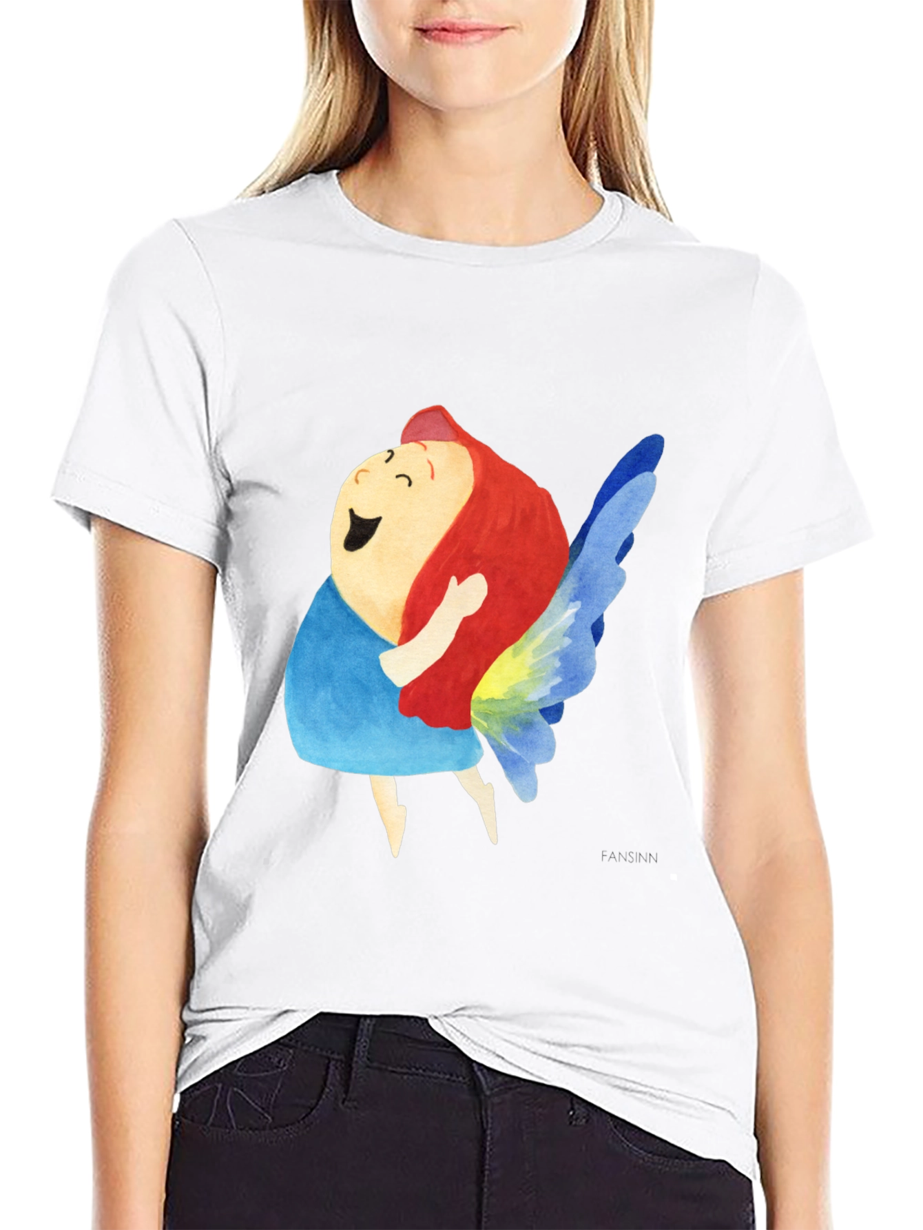 Whimsical Fairy Graphic Tee - Soft Black Cotton Blend