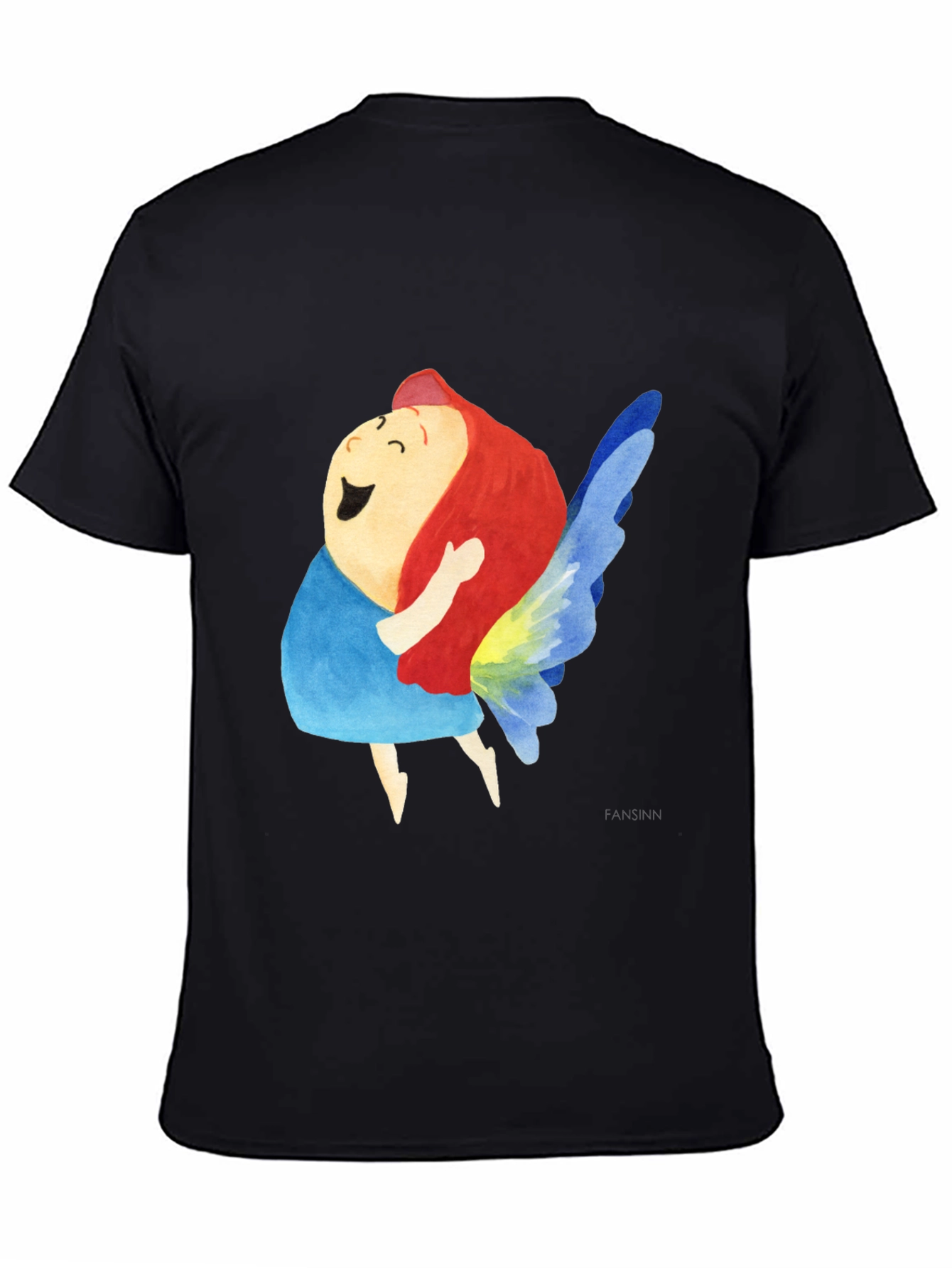 Whimsical Fairy Graphic Tee - Soft Black Cotton Blend