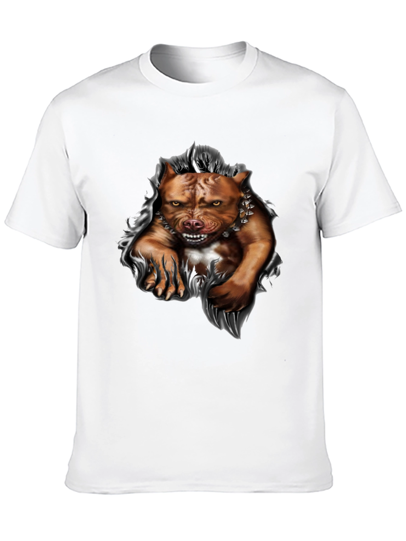 Pitbull Dog Graphic Print T-Shirt - Black