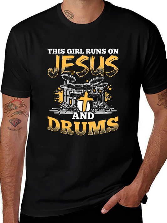 This Girl Runs on Jesus & Drums T-Shirt