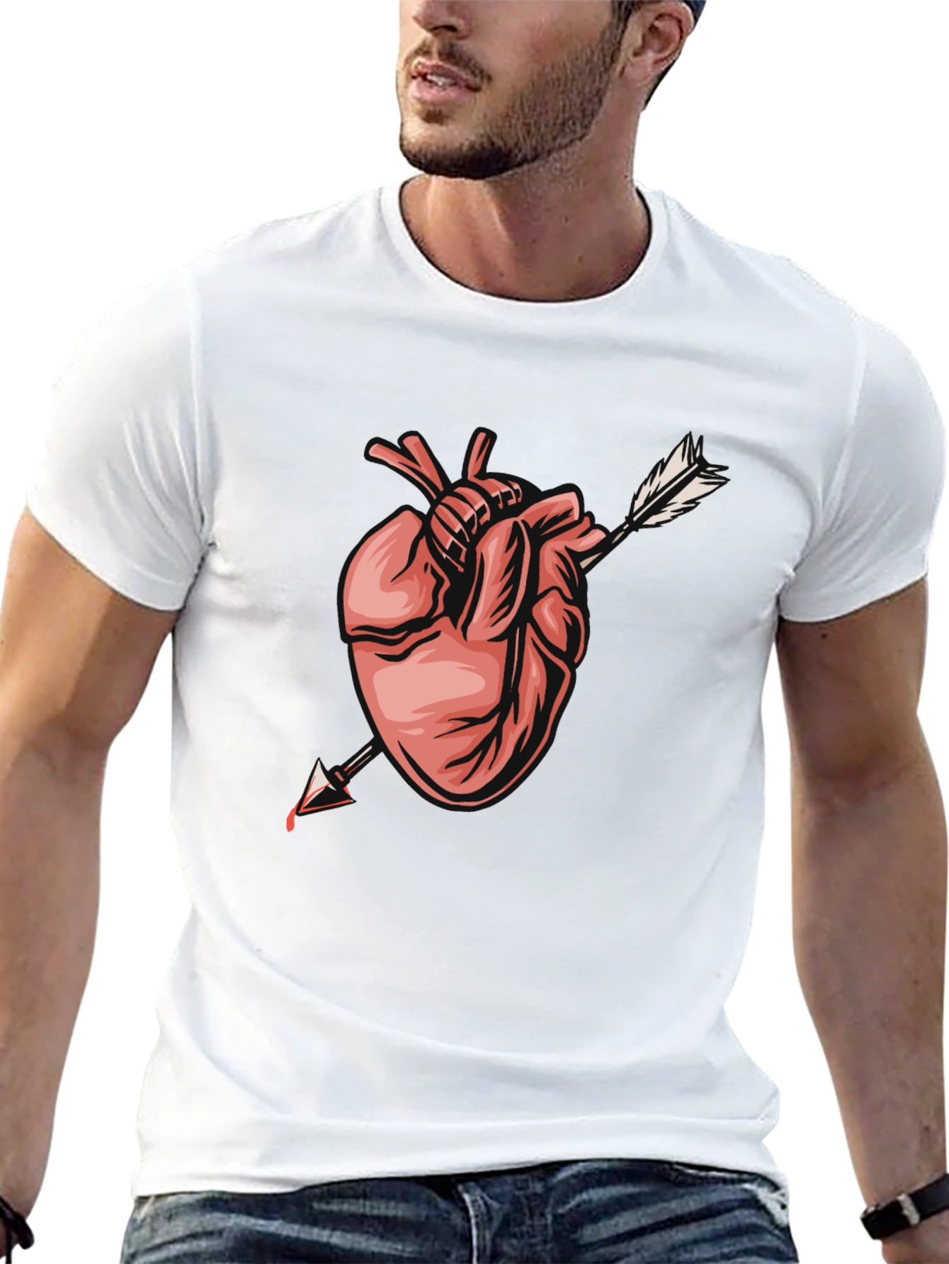 Anatomical Heart Arrow Graphic Tee - Trendy Black T-Shirt