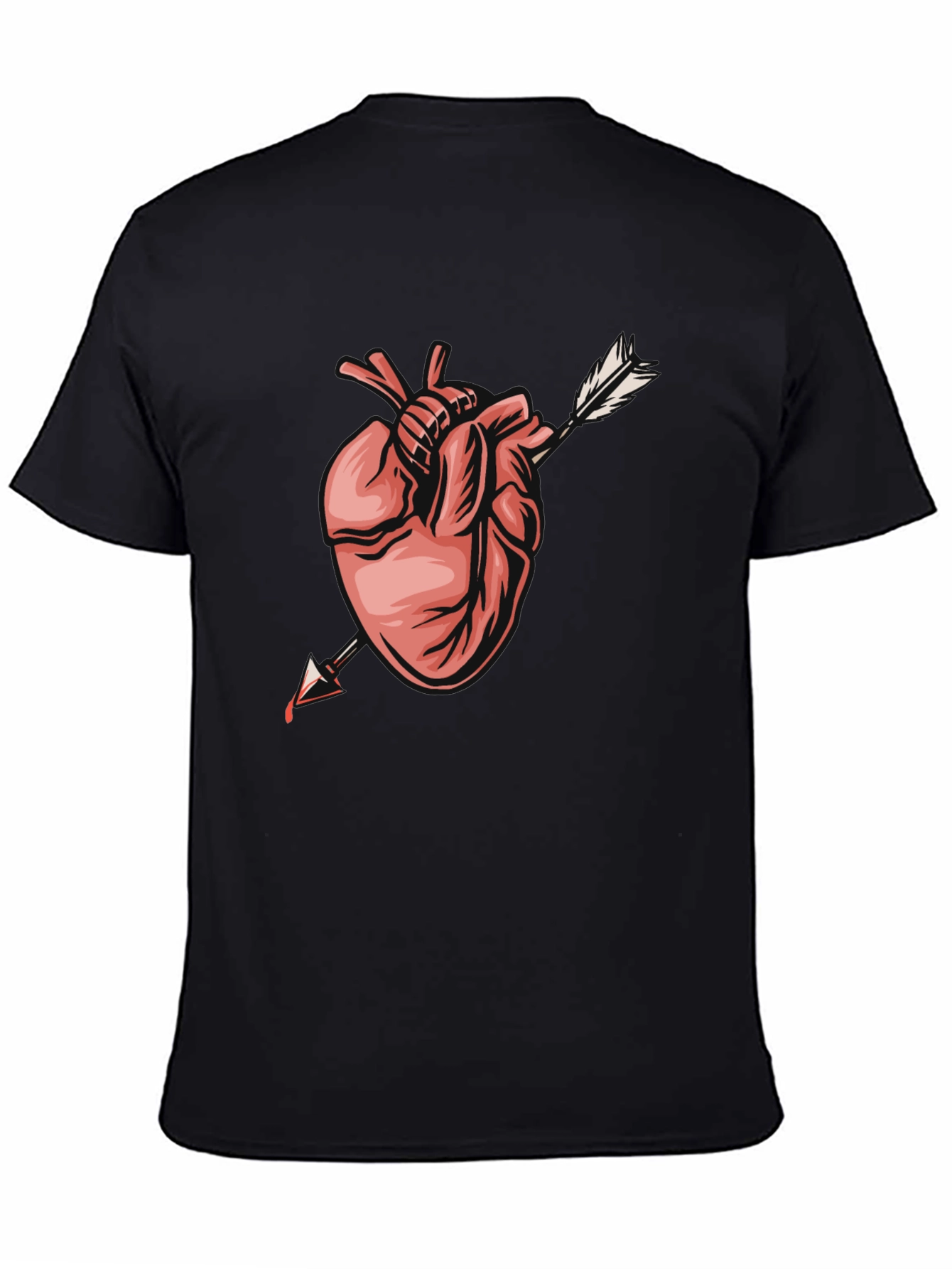 Anatomical Heart Arrow Graphic Tee - Trendy Black T-Shirt