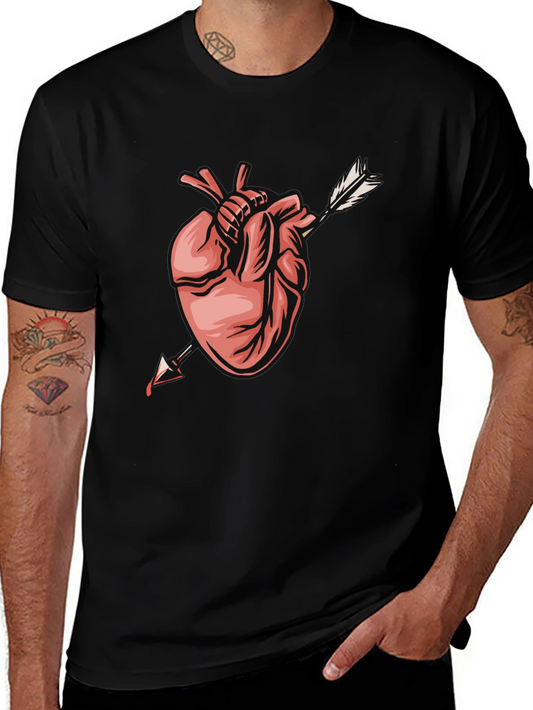 Anatomical Heart Arrow Graphic Tee - Trendy Black T-Shirt