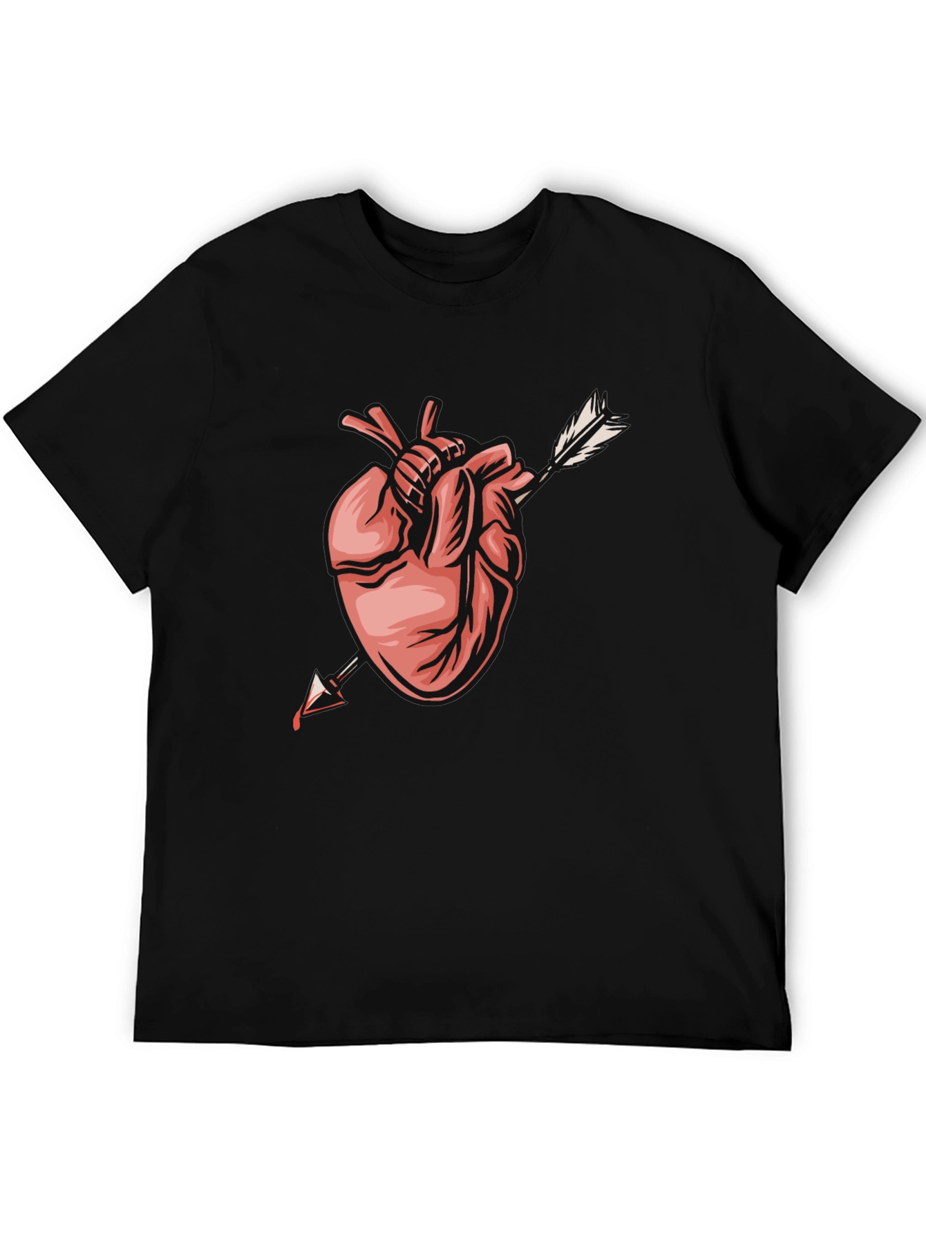 Anatomical Heart Arrow Graphic Tee - Trendy Black T-Shirt