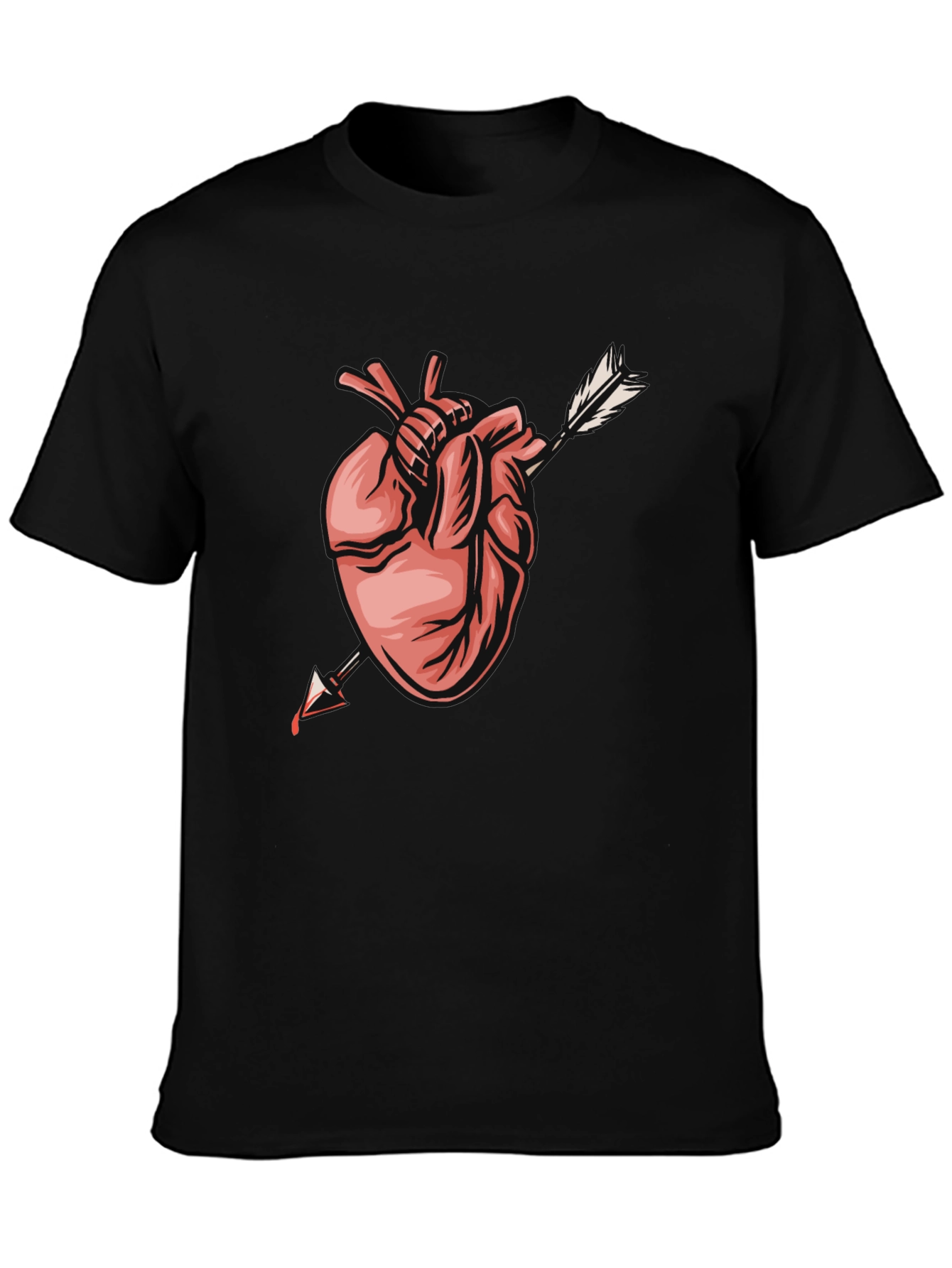 Anatomical Heart Arrow Graphic Tee - Trendy Black T-Shirt