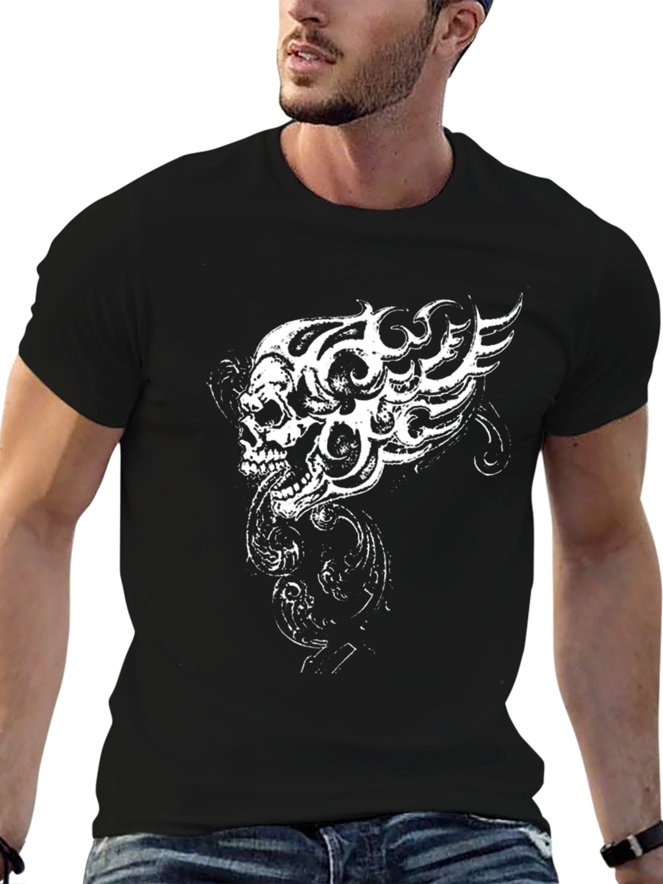 Skull Fire Graphic Tee - Rocker Style T-Shirt