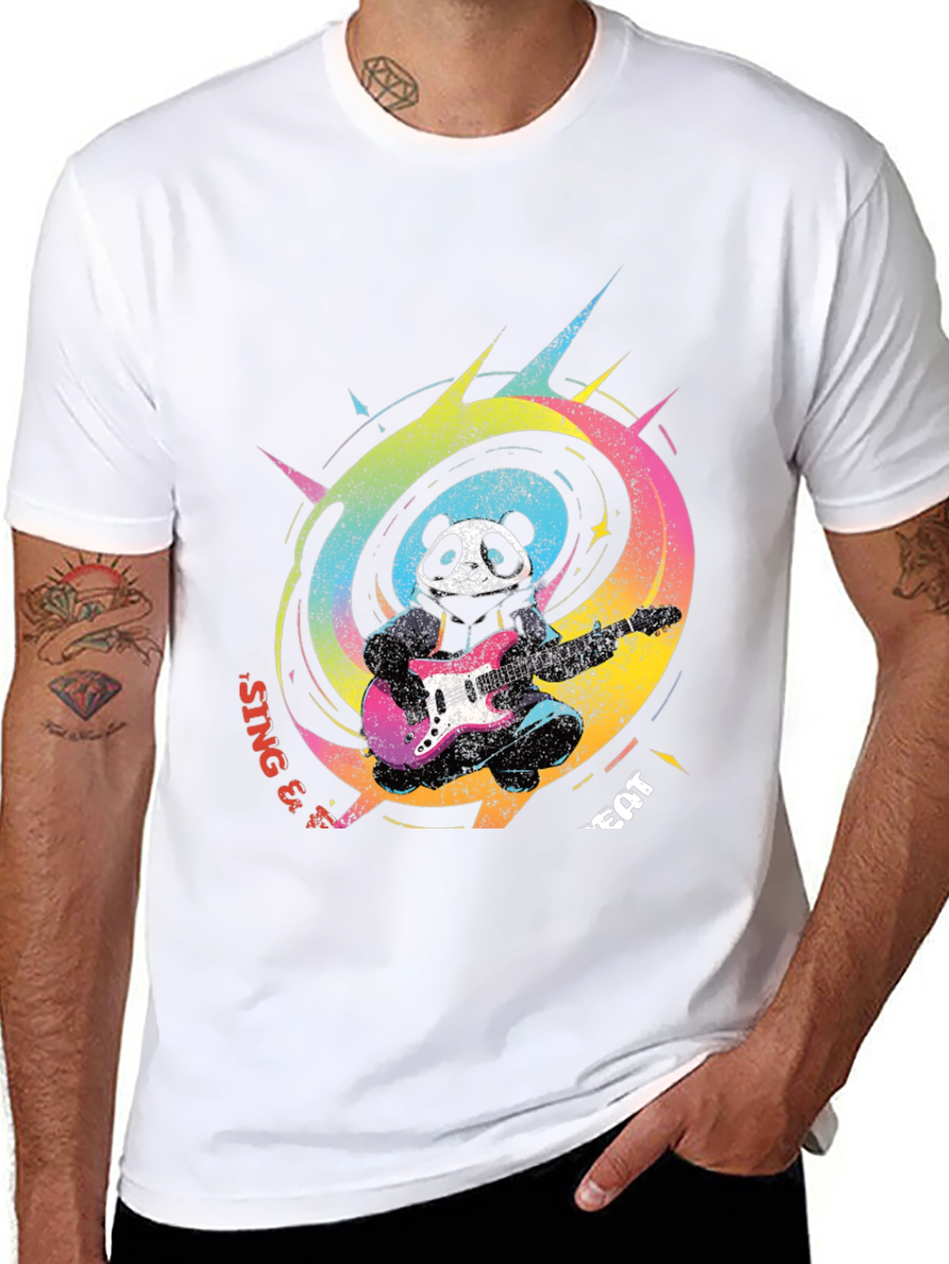 Panda Guitarist Graphic Tee - Sing & Eat!