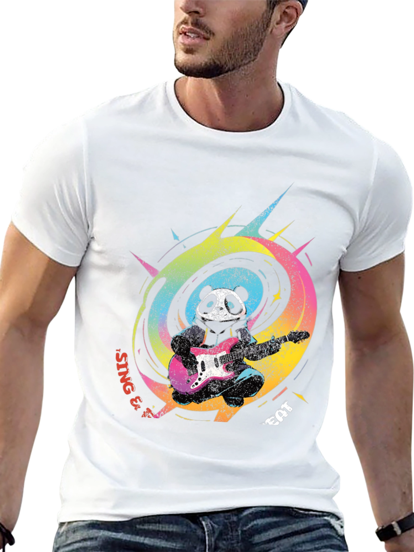Panda Guitarist Graphic Tee - Sing & Eat!