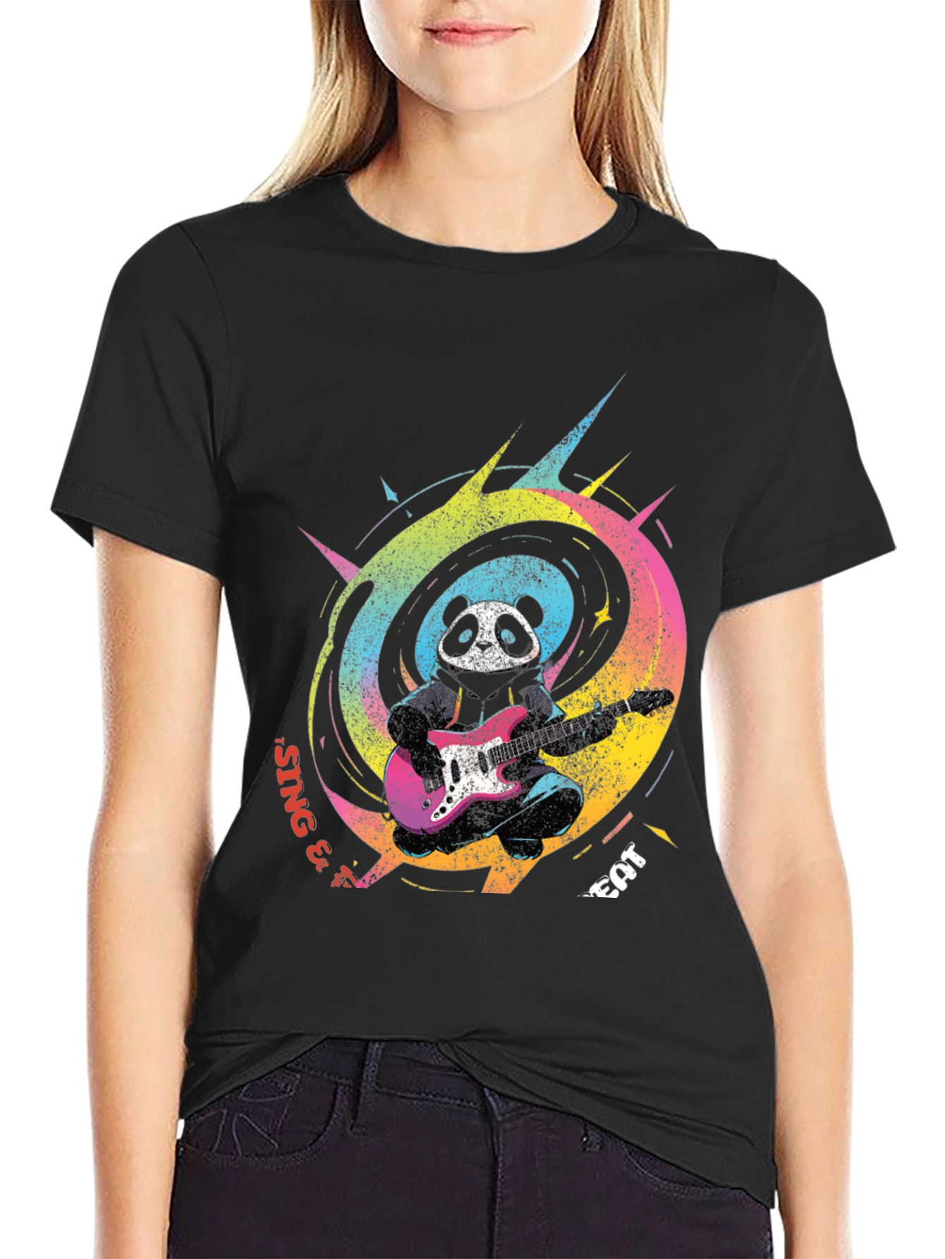 Panda Guitarist Graphic Tee - Sing & Eat!