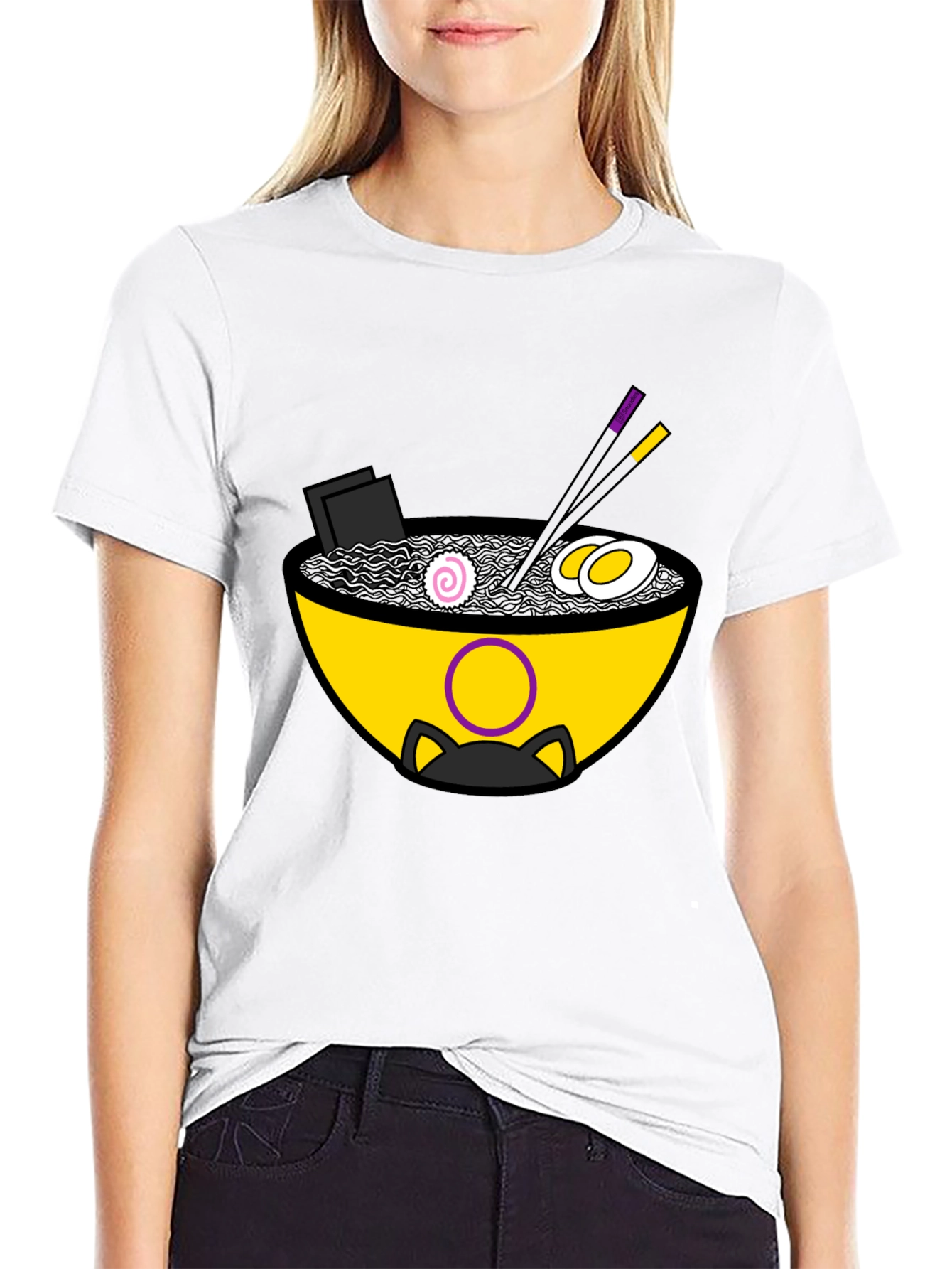 Ramen Cat Graphic Tee - Unisex Black T-Shirt