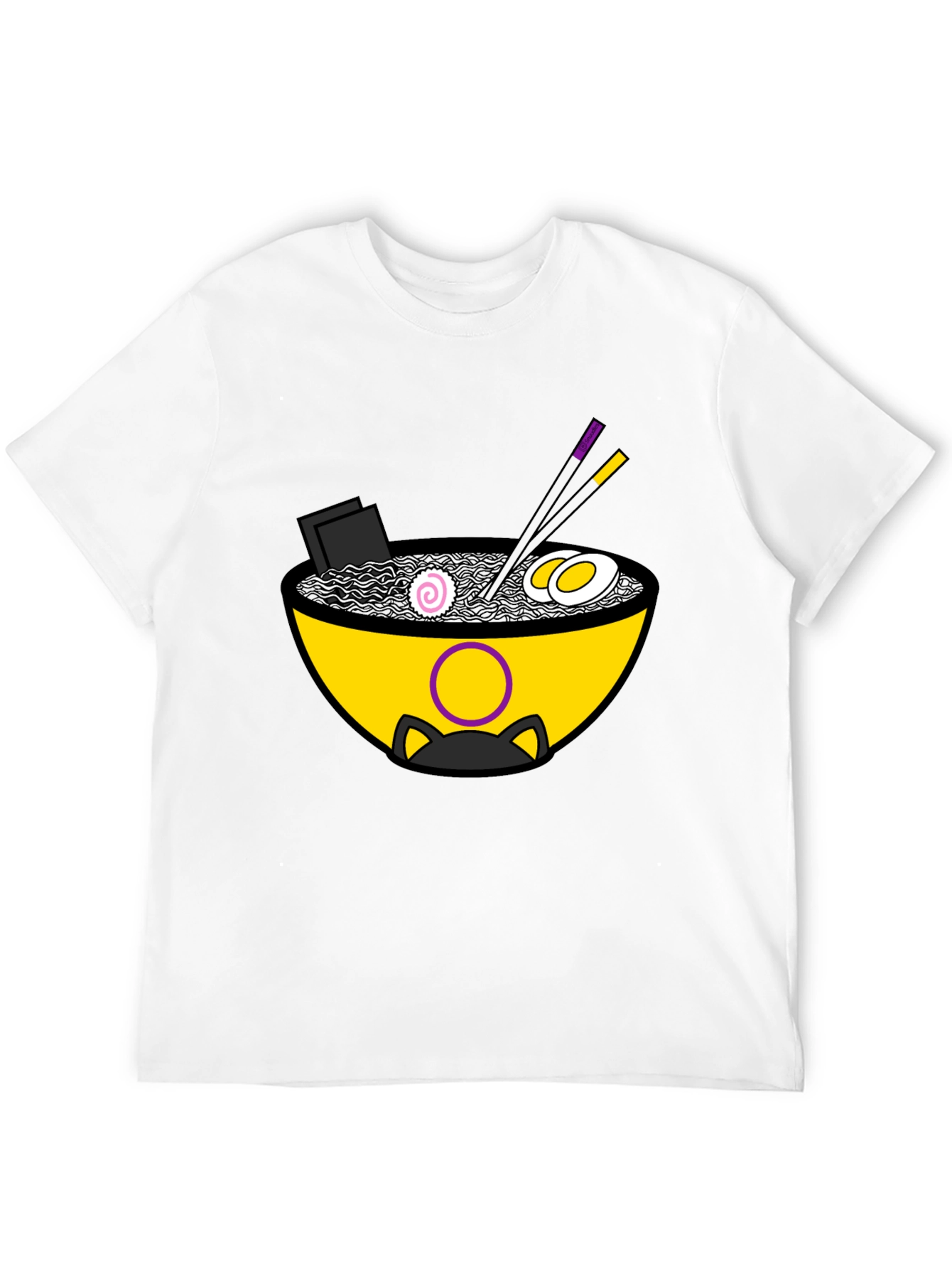 Ramen Cat Graphic Tee - Unisex Black T-Shirt