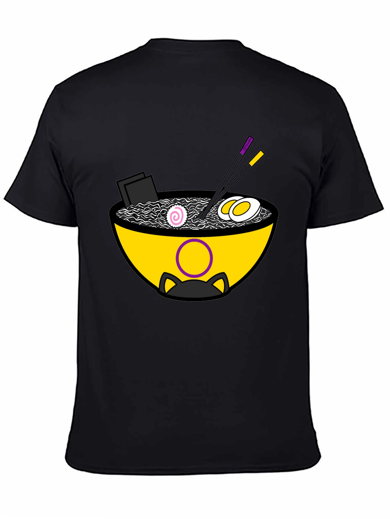 Ramen Cat Graphic Tee - Unisex Black T-Shirt