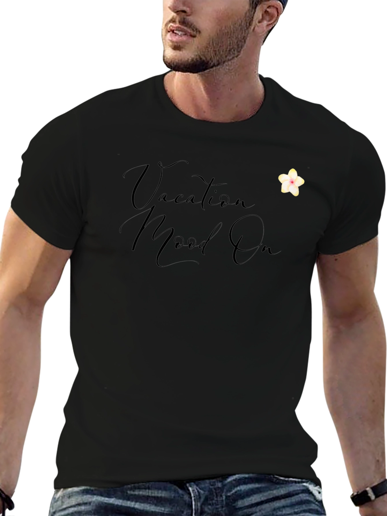 Vacation Mood On Black T-Shirt