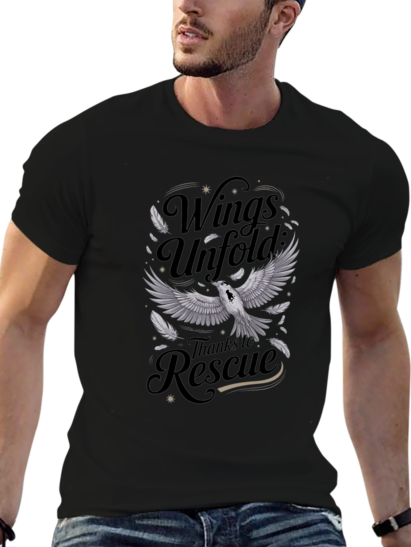 Wings Unfold Rescue T-Shirt - Graphic Print