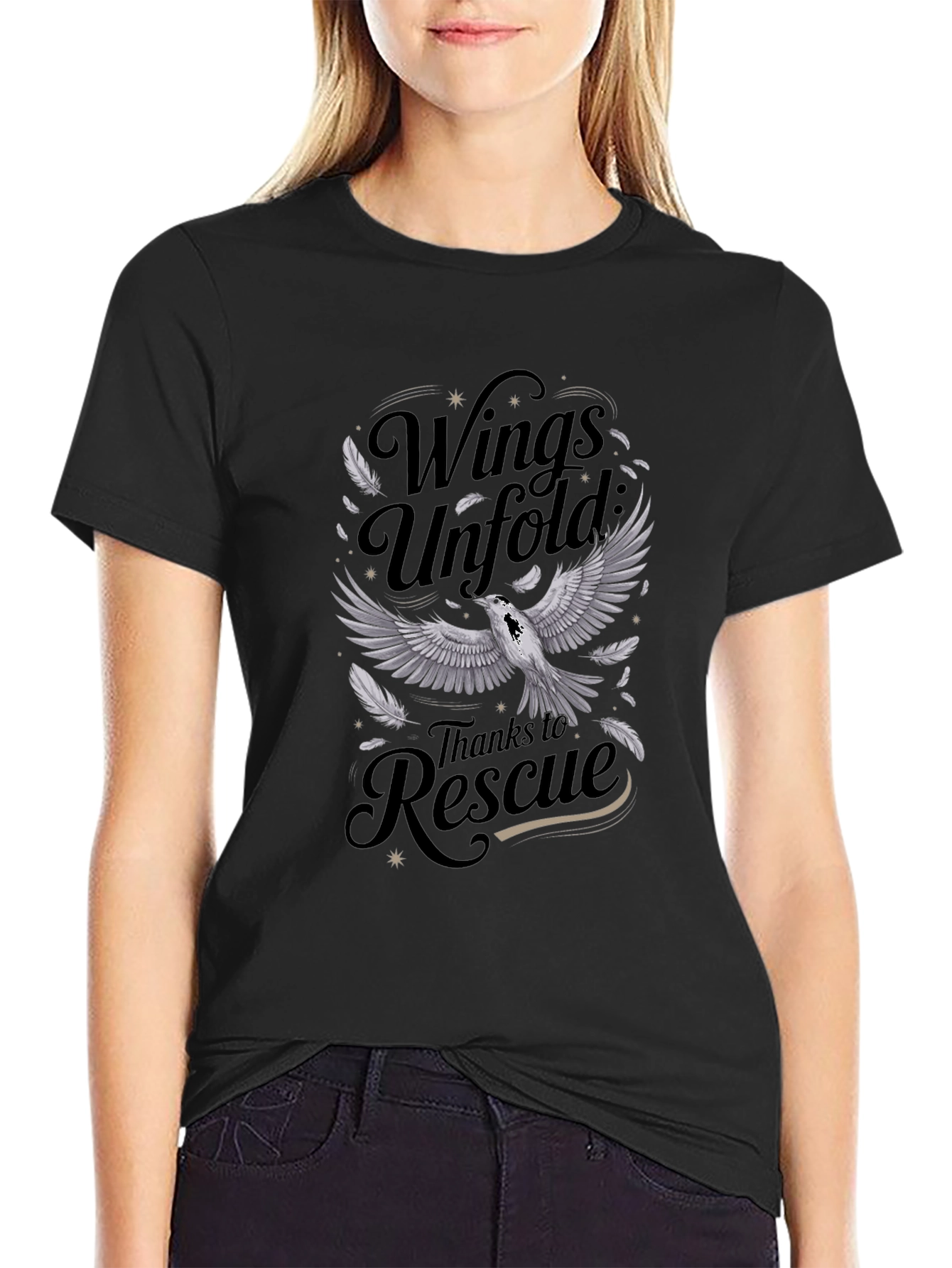 Wings Unfold Rescue T-Shirt - Graphic Print