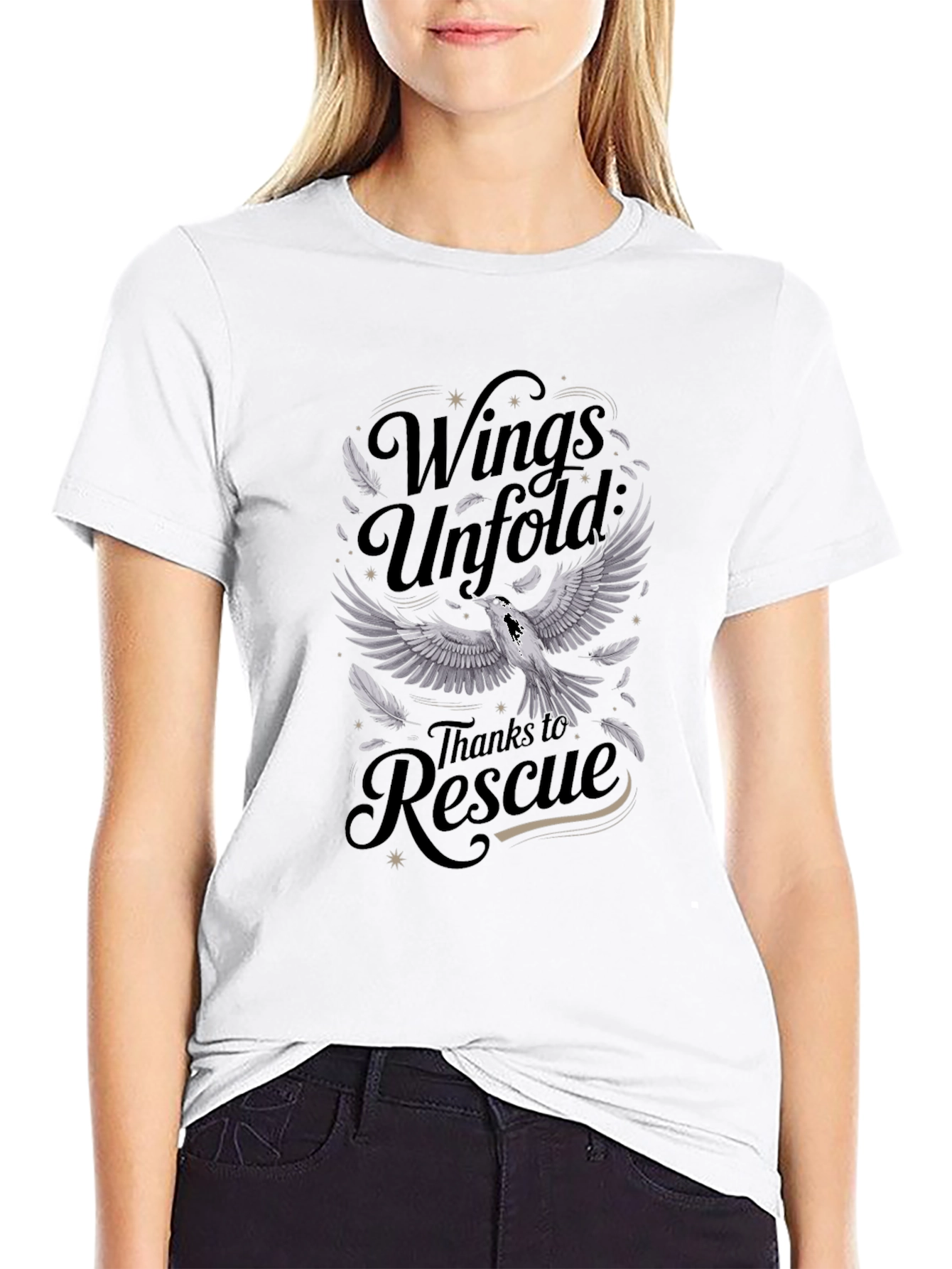 Wings Unfold Rescue T-Shirt - Graphic Print