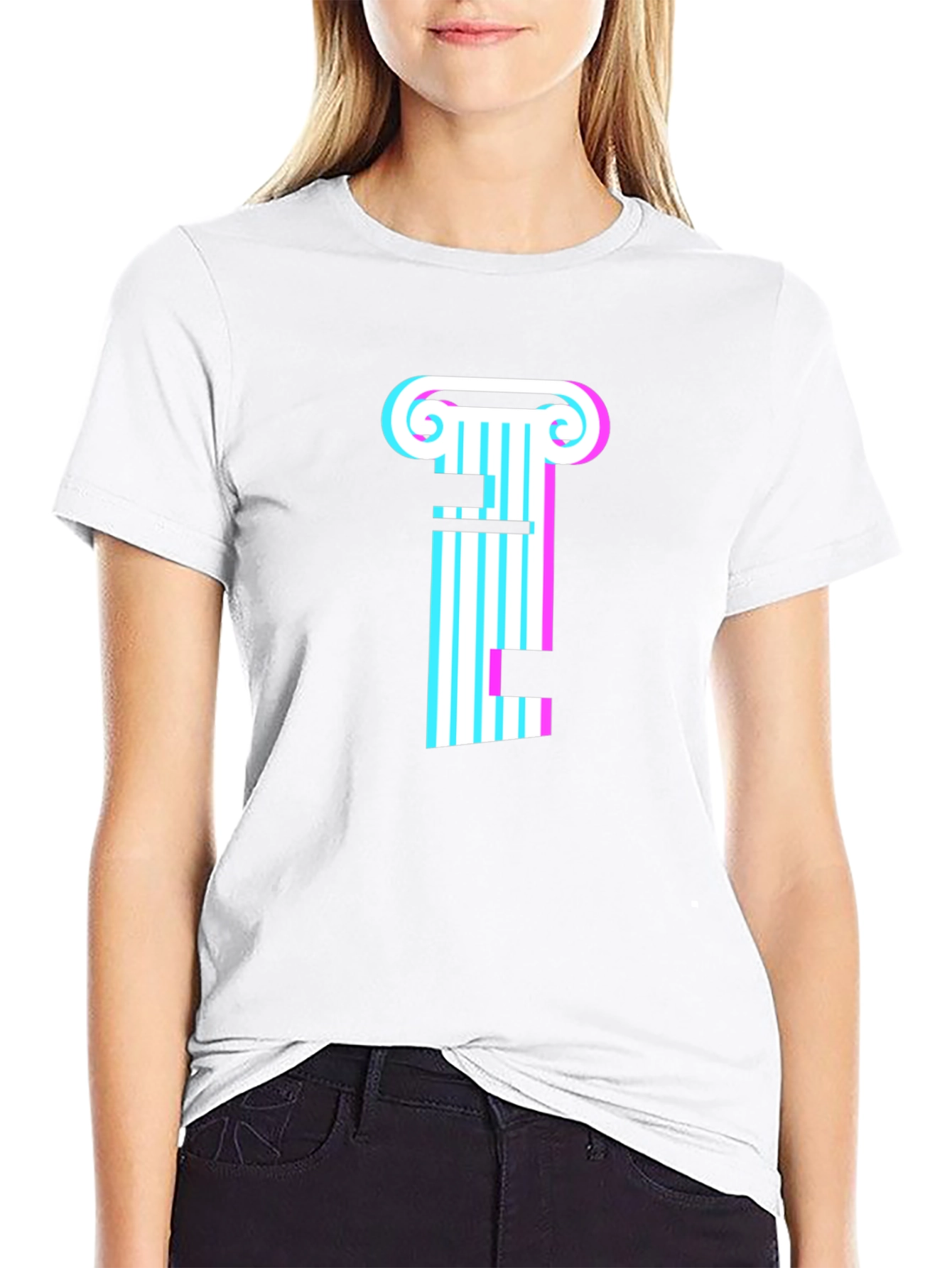 Retro Column Tee - Stylish Graphic T-Shirt