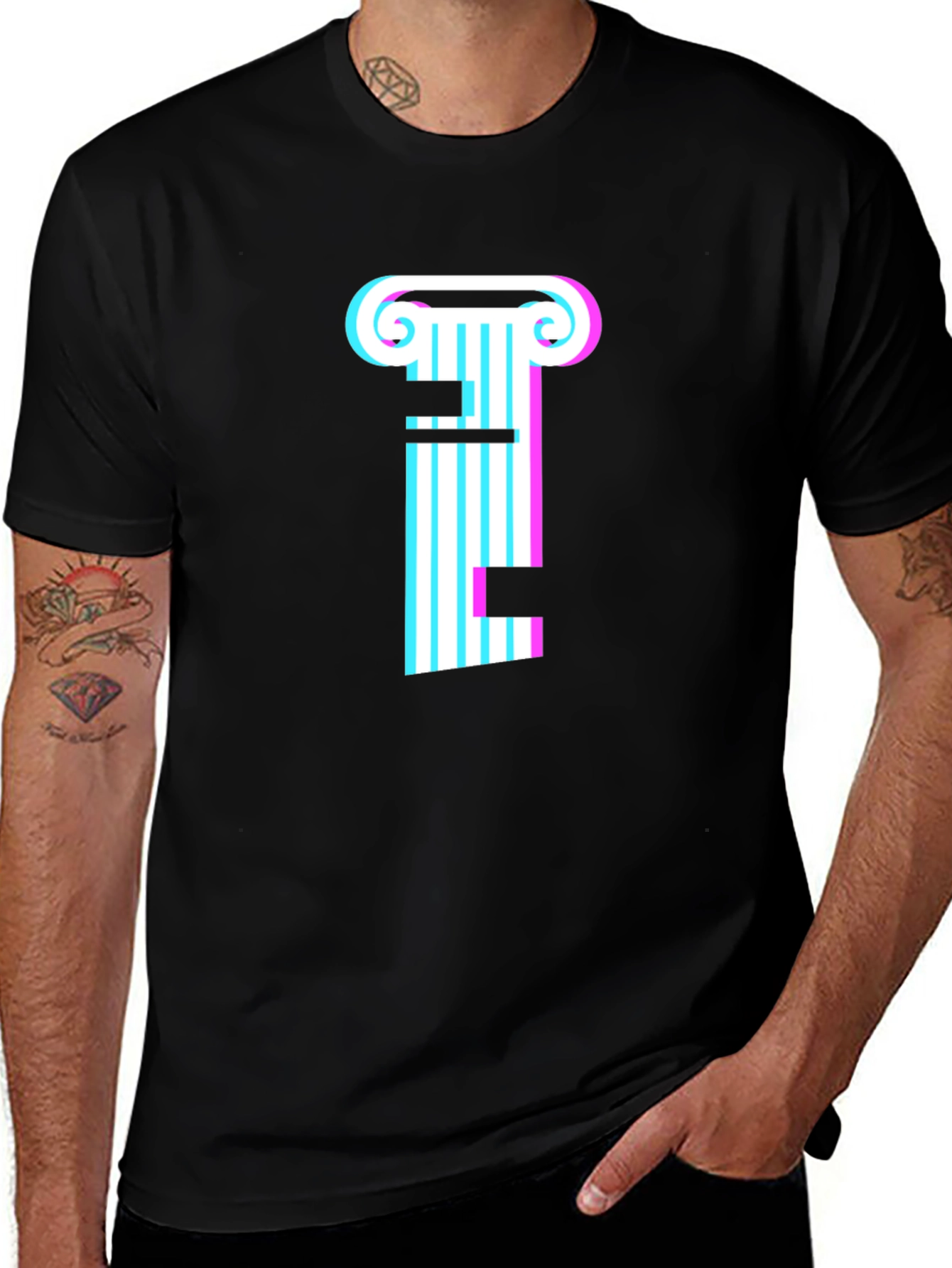 Retro Column Tee - Stylish Graphic T-Shirt