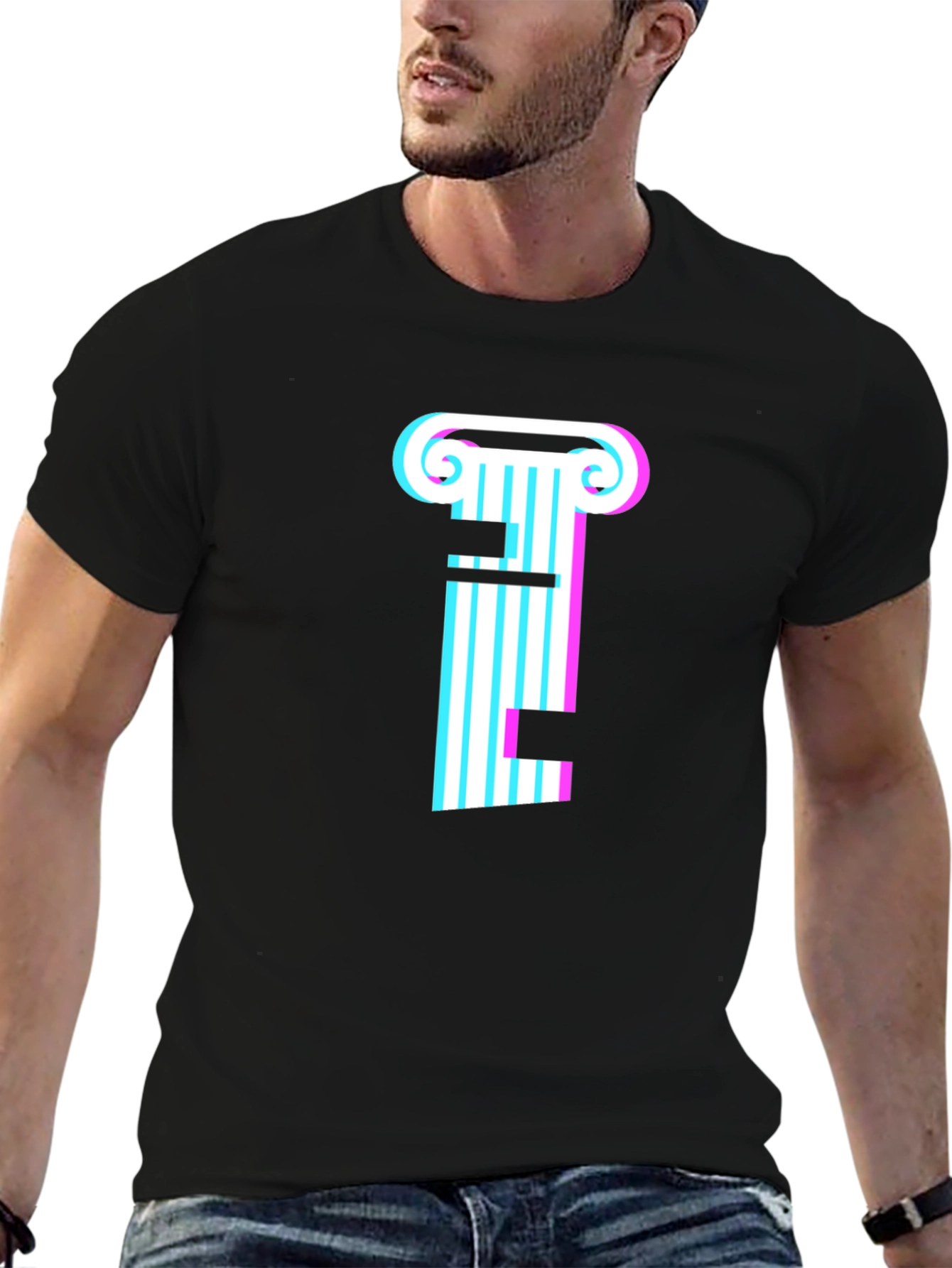 Retro Column Tee - Stylish Graphic T-Shirt
