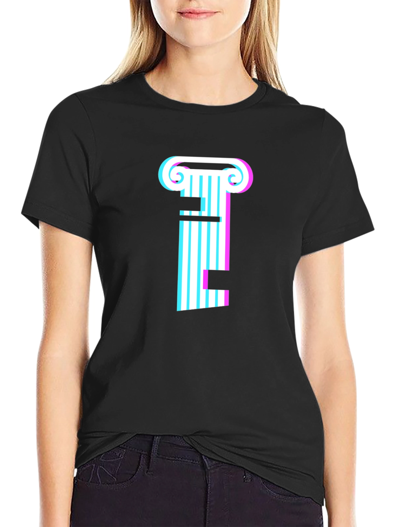 Retro Column Tee - Stylish Graphic T-Shirt