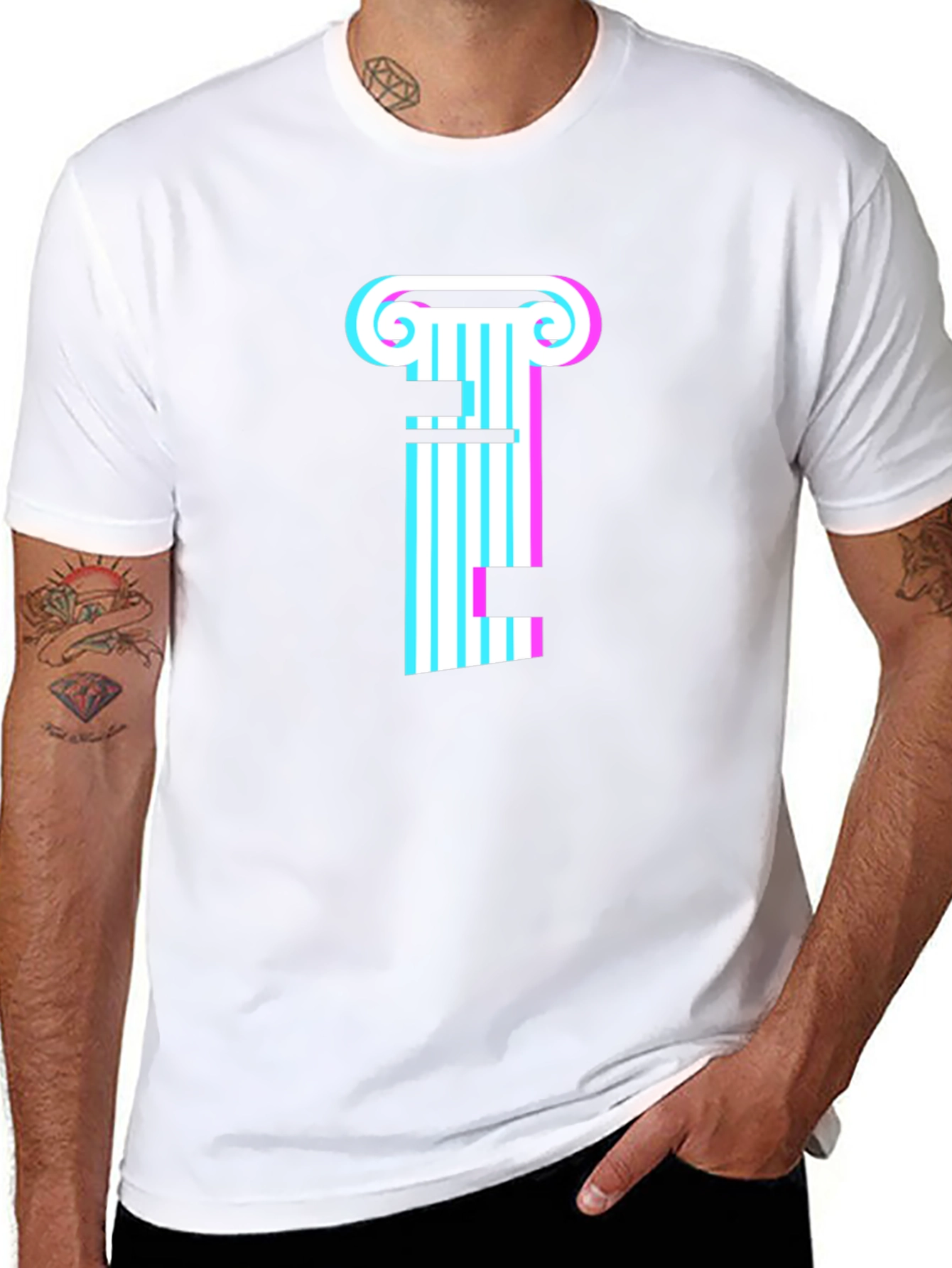 Retro Column Tee - Stylish Graphic T-Shirt