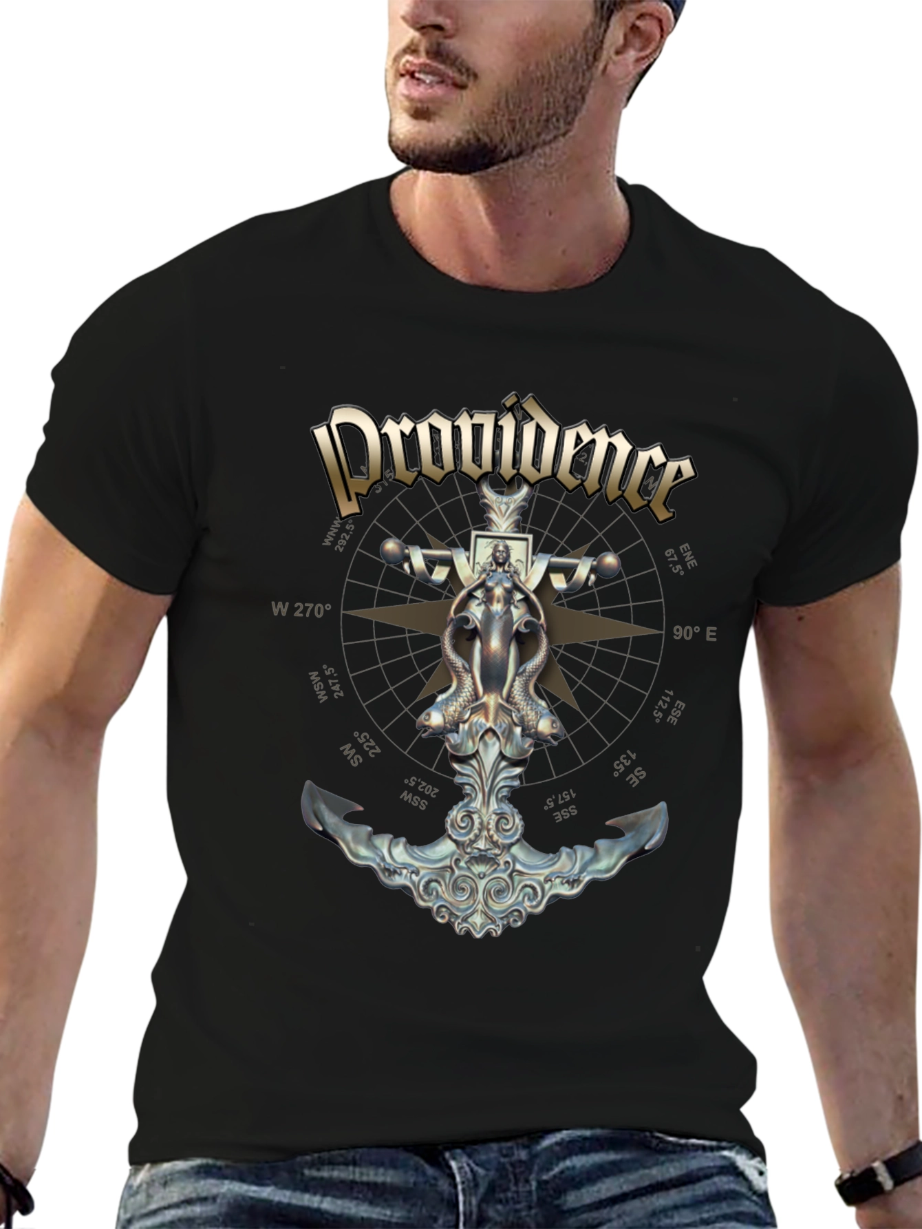Providence Nautical Anchor Compass Rose Graphic Tee