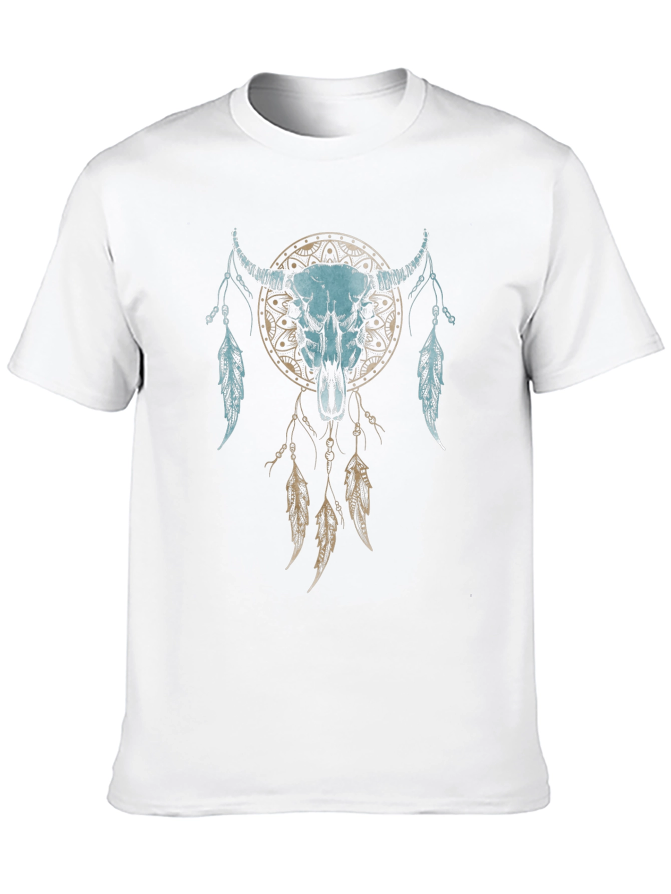 Dreamcatcher Bull Skull Graphic Tee - Unisex Black T-Shirt