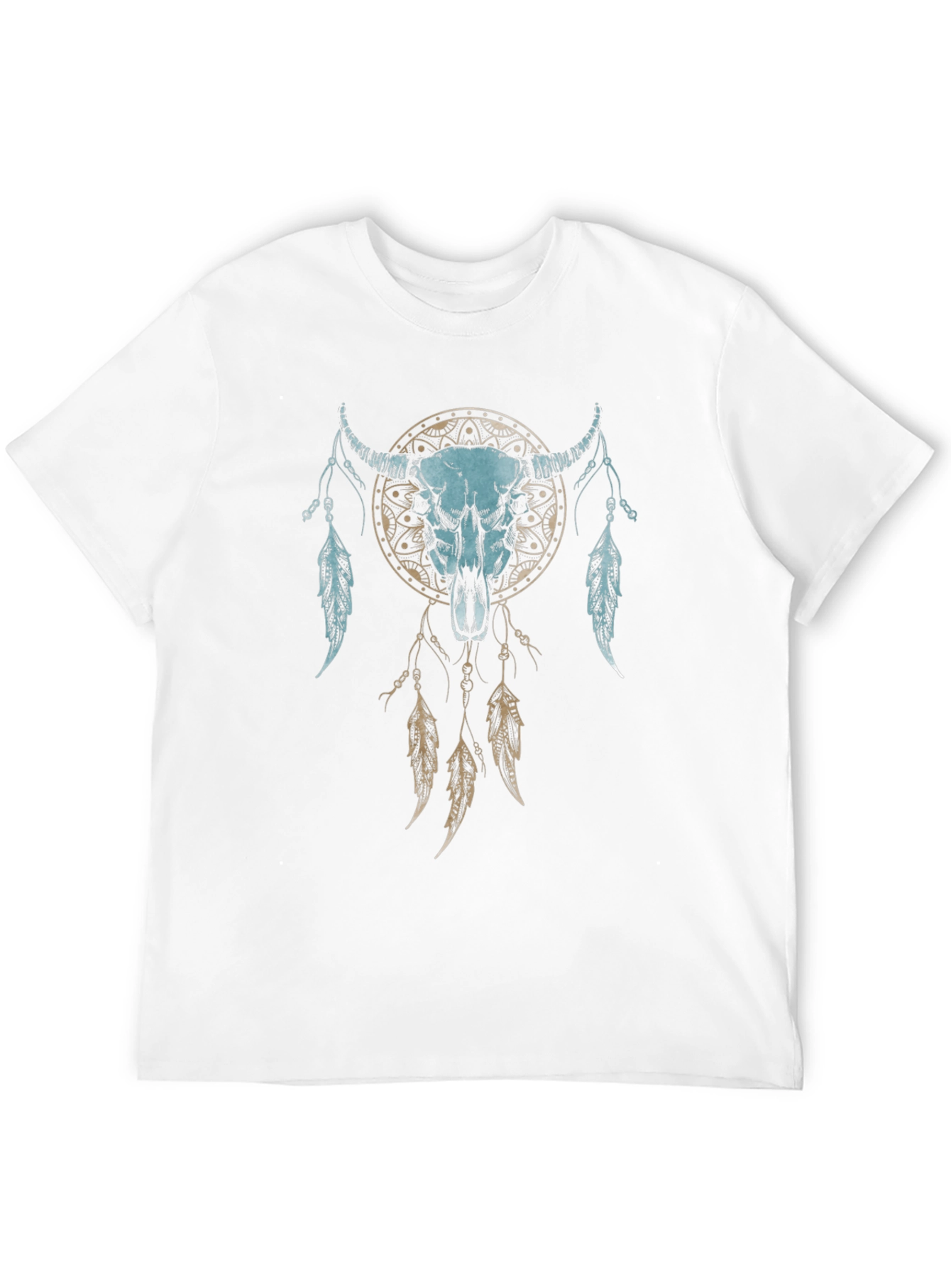 Dreamcatcher Bull Skull Graphic Tee - Unisex Black T-Shirt