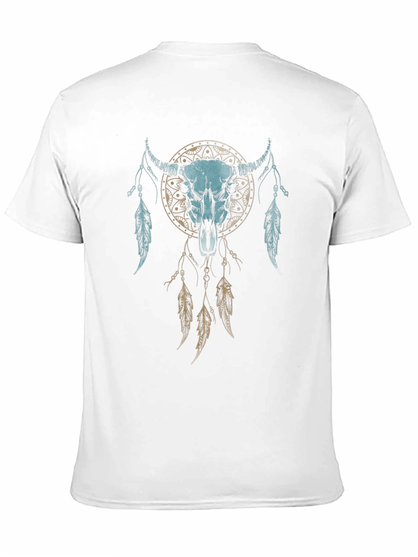 Dreamcatcher Bull Skull Graphic Tee - Unisex Black T-Shirt
