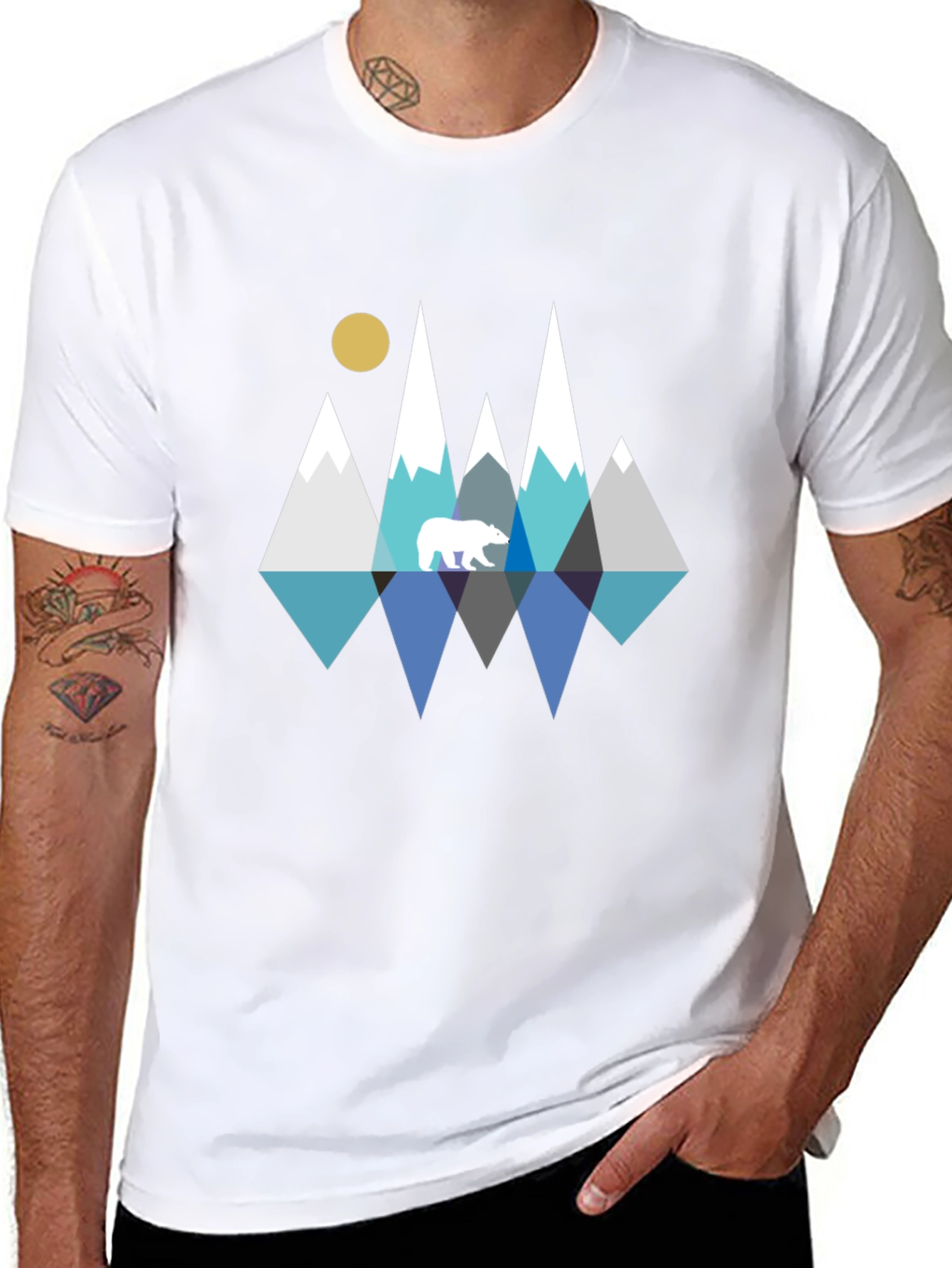 Geometric Bear & Mountain Graphic Tee
