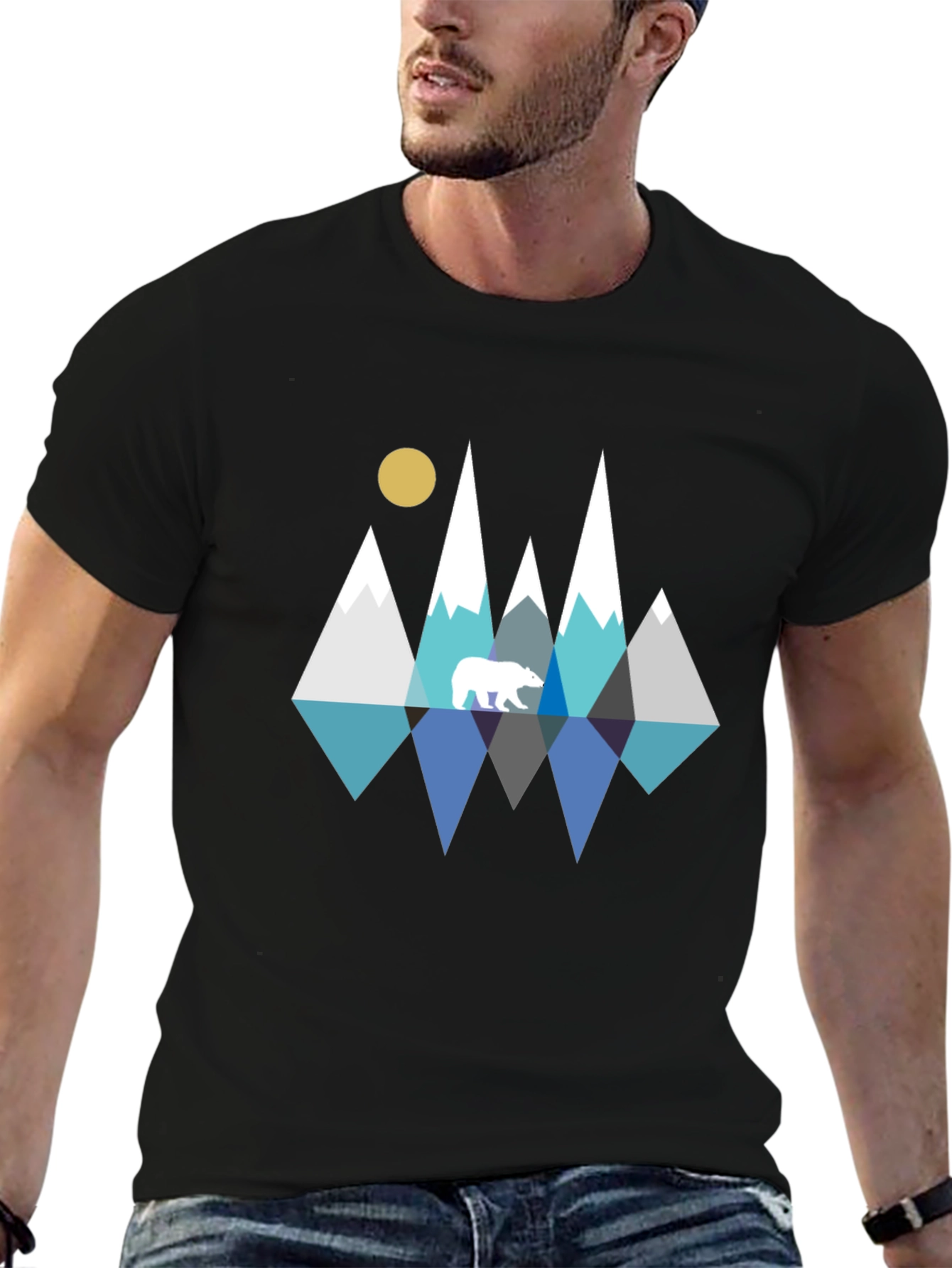 Geometric Bear & Mountain Graphic Tee