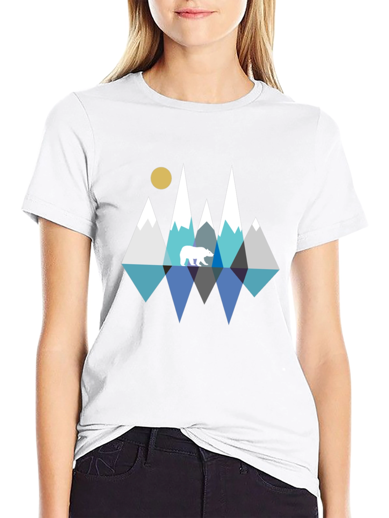 Geometric Bear & Mountain Graphic Tee