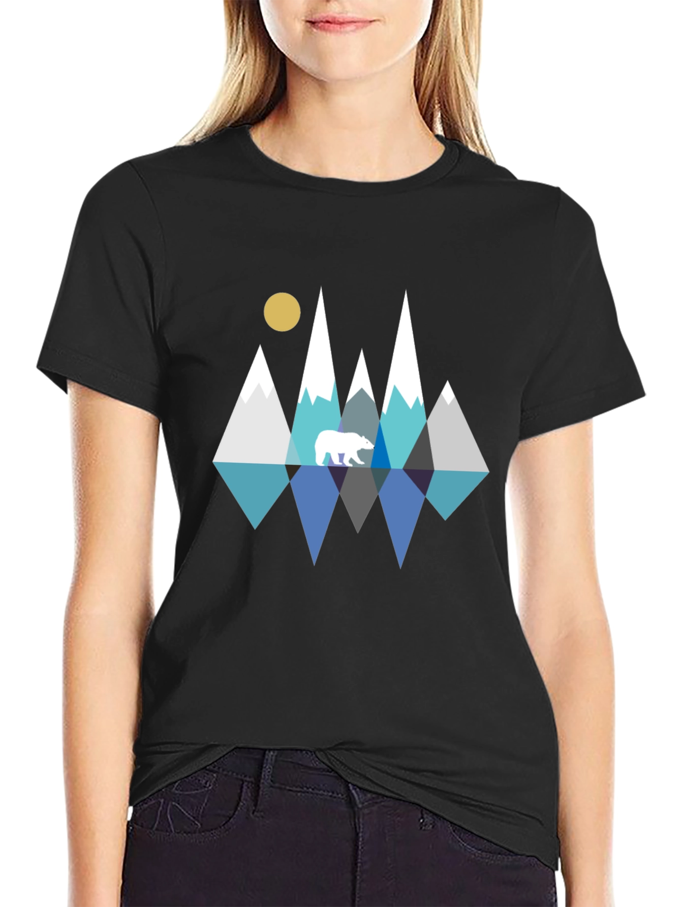 Geometric Bear & Mountain Graphic Tee