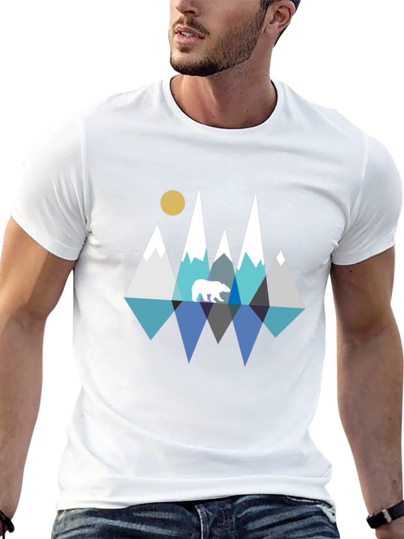Geometric Bear & Mountain Graphic Tee