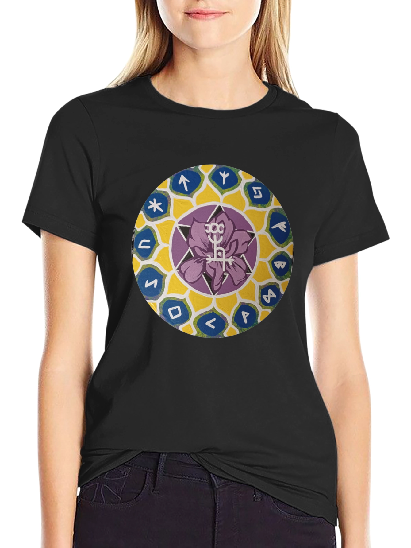 Mystic Rune Circle Graphic Tee - Black