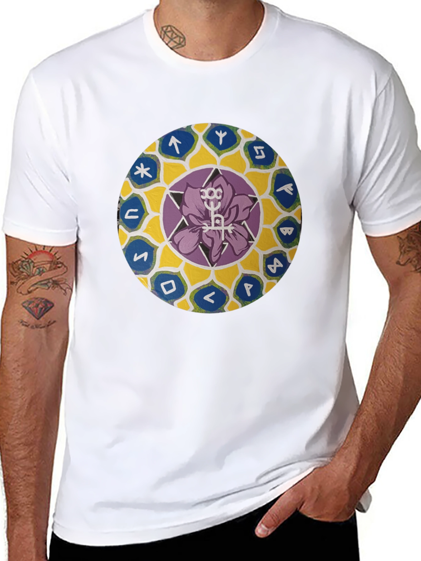 Mystic Rune Circle Graphic Tee - Black